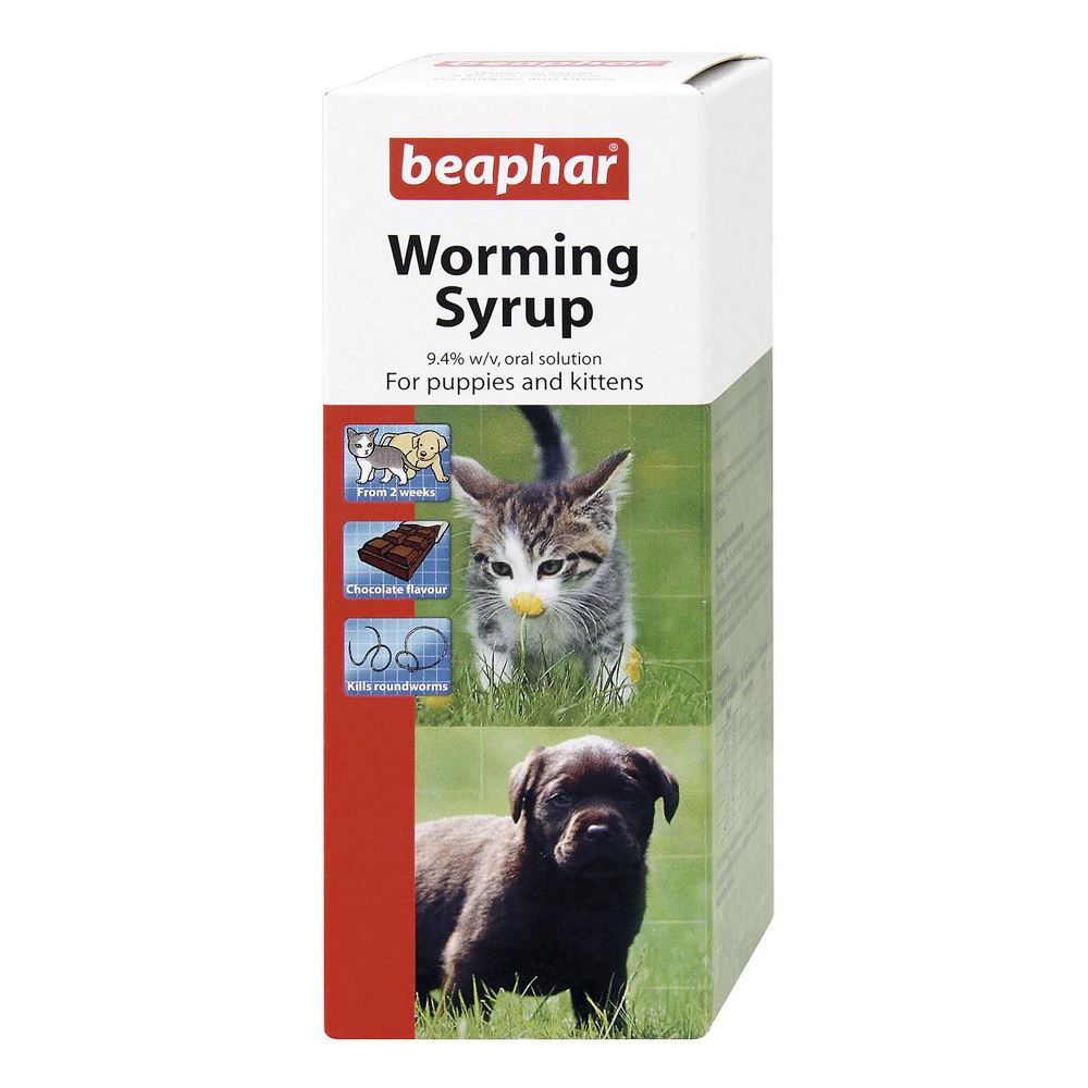 Beaphar Worming Syrup Dewormer Treatment for Puppies and Kittens 45ml