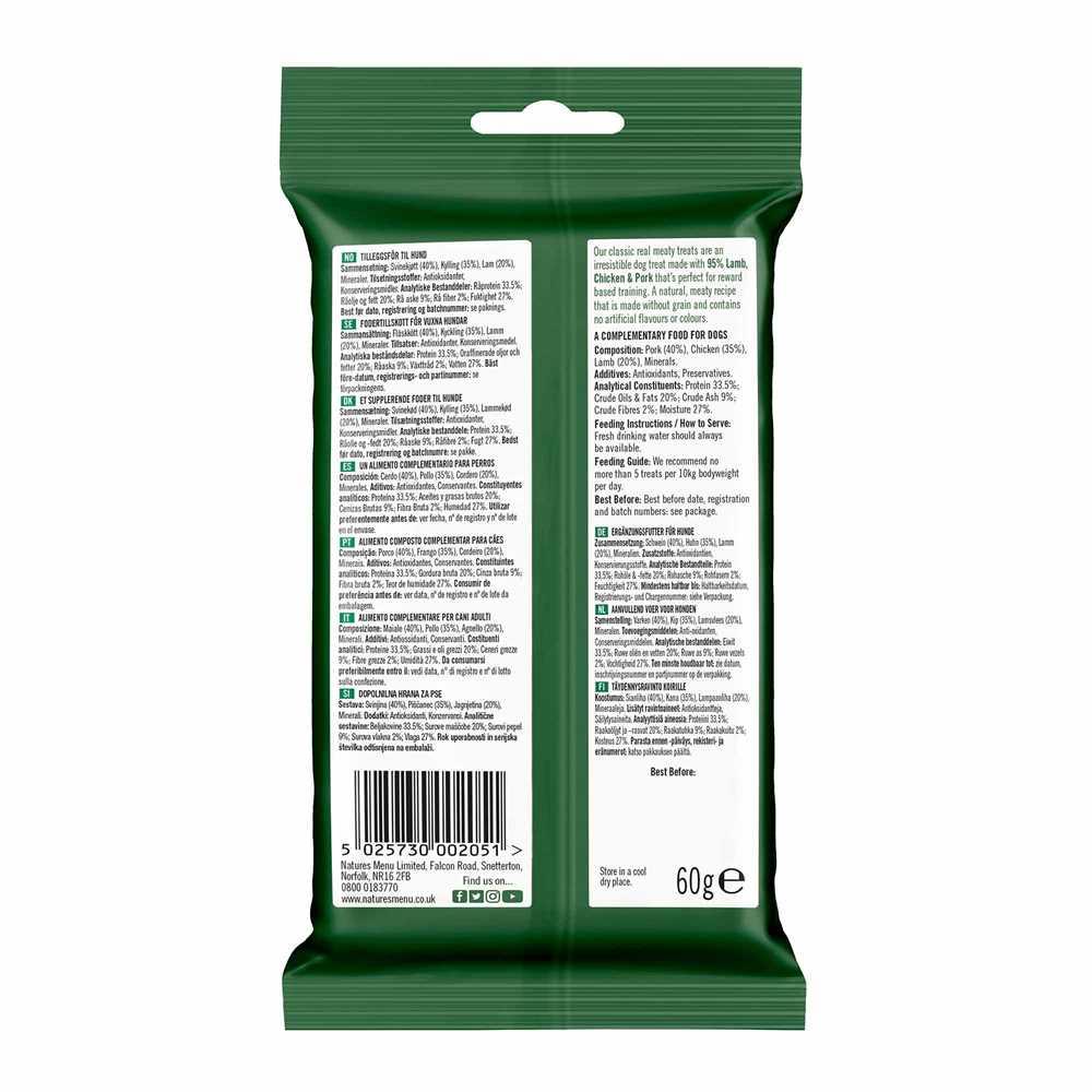 Natures Menu Real Meaty Natural Dog Treats – Chicken, Lamb & Beef 60g - Picture 19 of 25