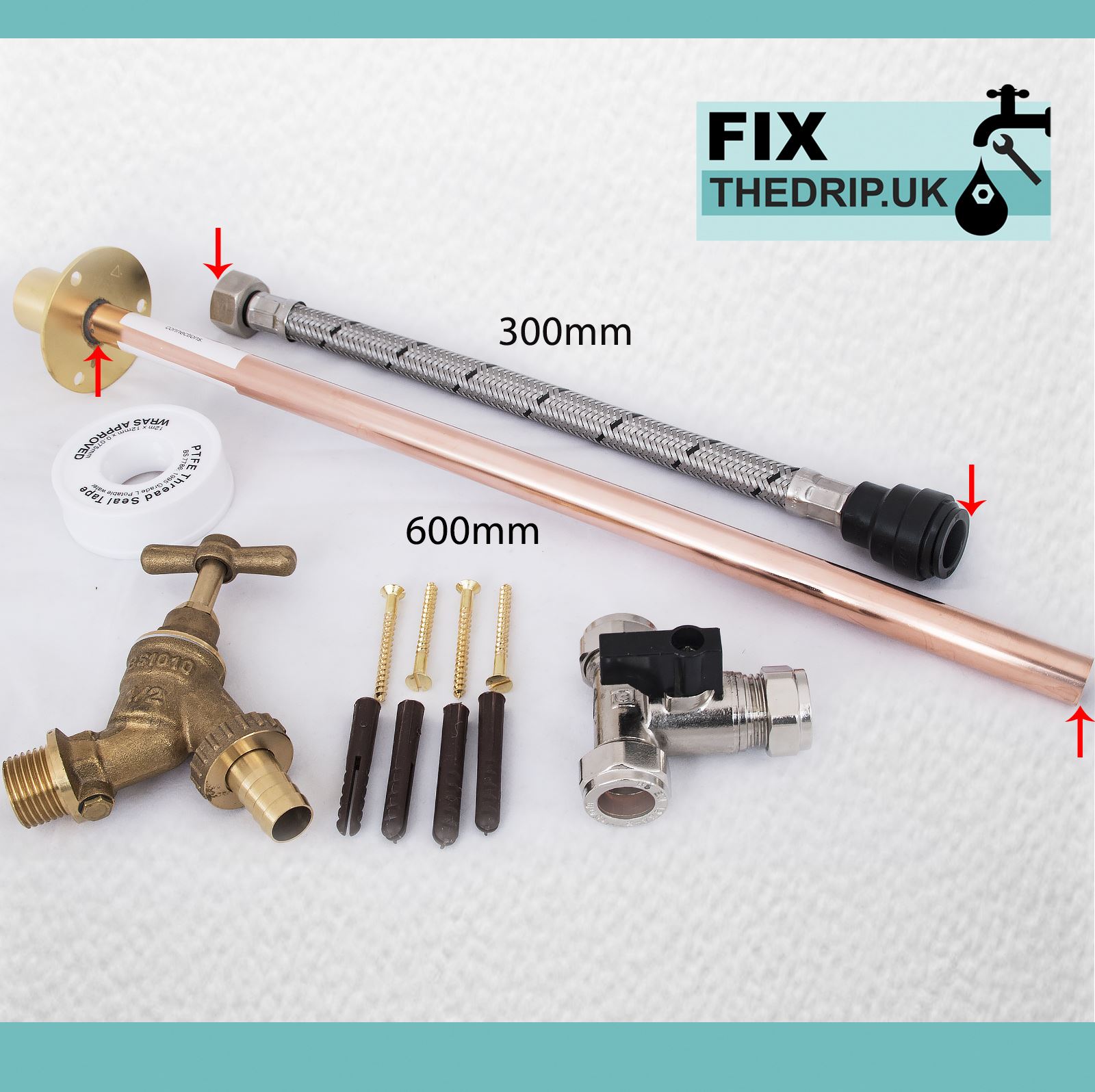Outside Tap Kit DIY Professional finish 600mm through the wall Flange [GT1b] eBay