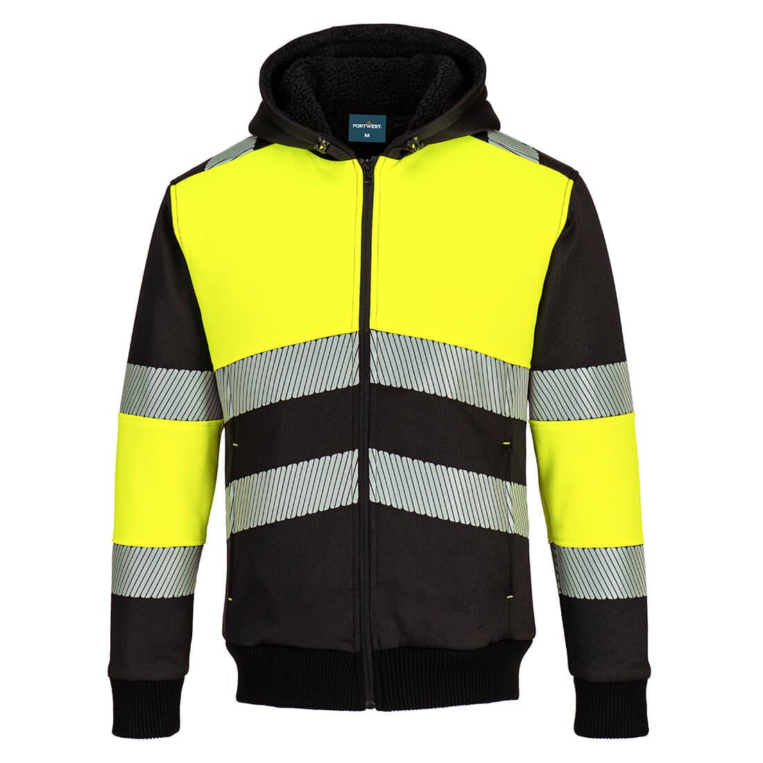 PORTWEST Alta Visibilidad PW3 Cremallera Clase 1 Invierno Sudadera con Capucha Bolsillos Seguridad PW377 - Imagen 3 de 3
