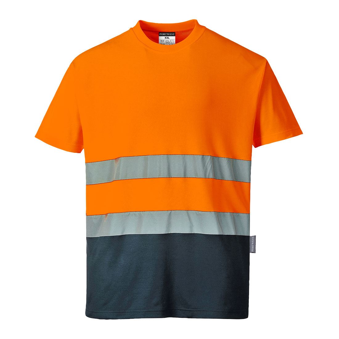 PORTWEST Hi-Vis Cotton Comfort Contrast T-Shirt S/S S173 - Picture 2 of 3