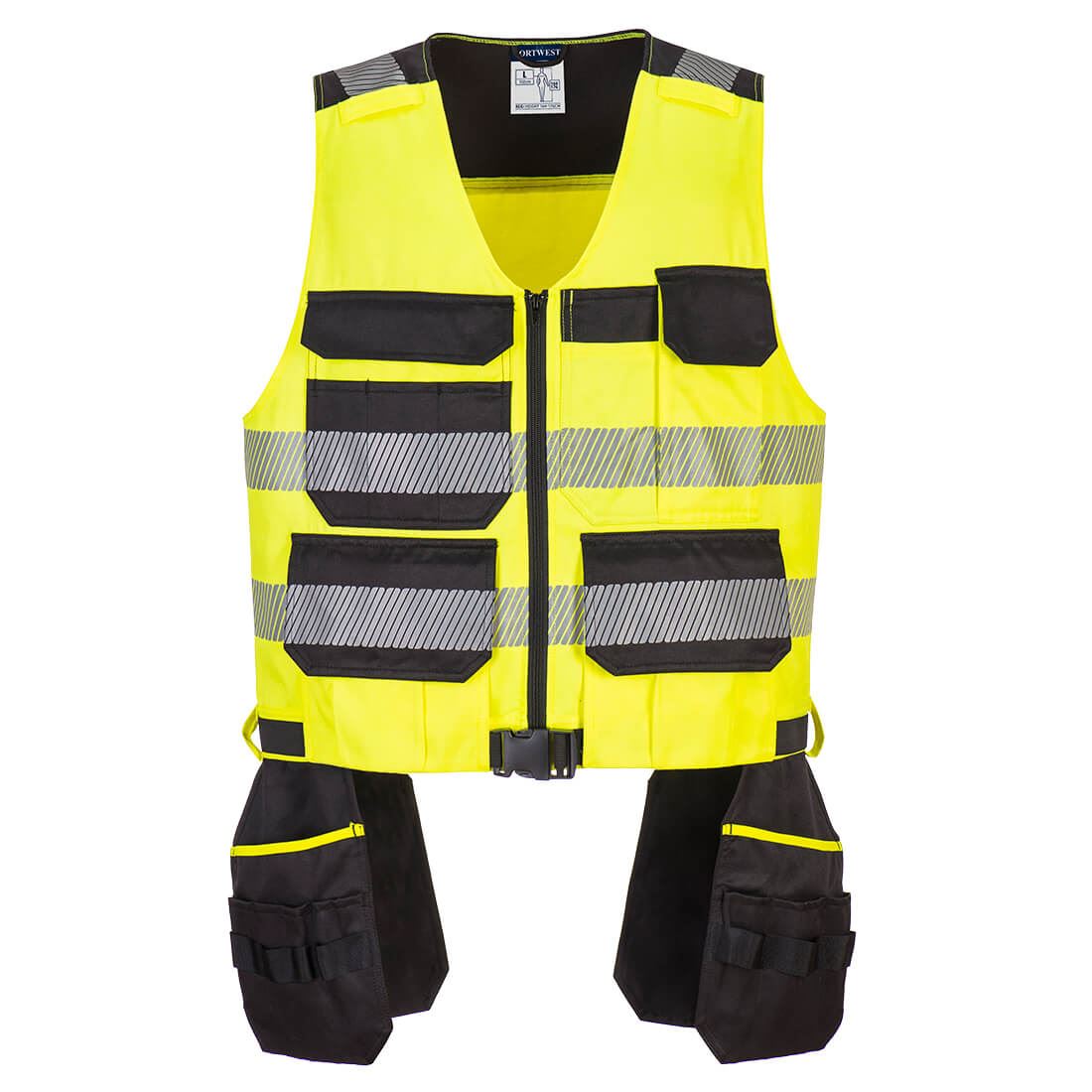 PORTWEST PW3 Hi-Vis Class 1 Tool Vest Holster Pockets Lightweight Safety PW308