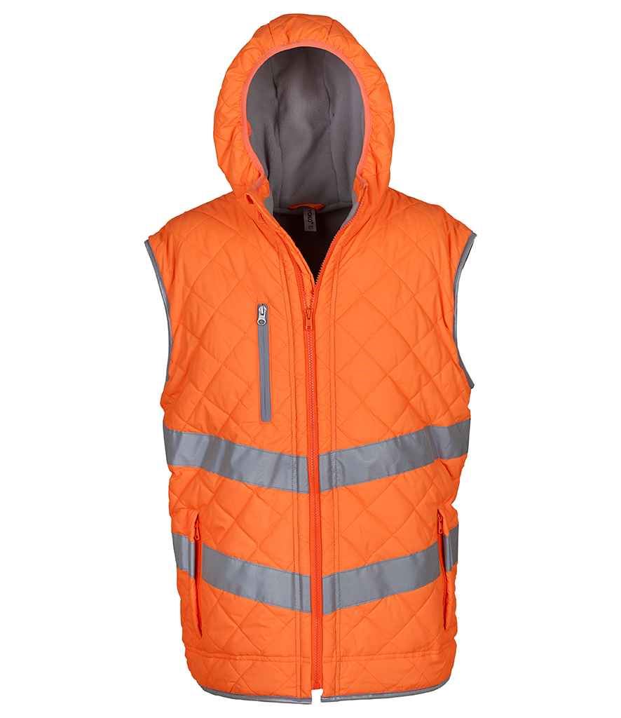 Yoko Hi-Vis Kensington Hooded Gilet YK216 - Picture 3 of 4