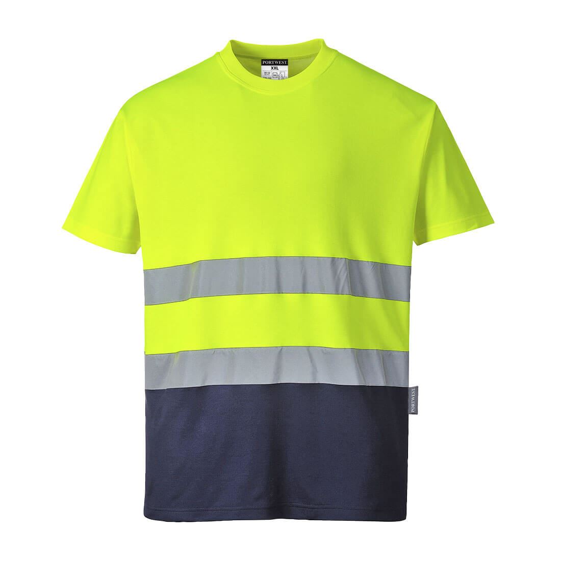 PORTWEST Hi-Vis Cotton Comfort Contrast T-Shirt S/S S173 - Picture 3 of 3