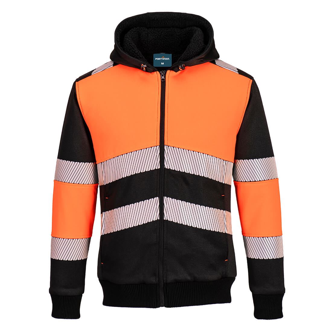PORTWEST Alta Visibilidad PW3 Cremallera Clase 1 Invierno Sudadera con Capucha Bolsillos Seguridad PW377 - Imagen 2 de 3