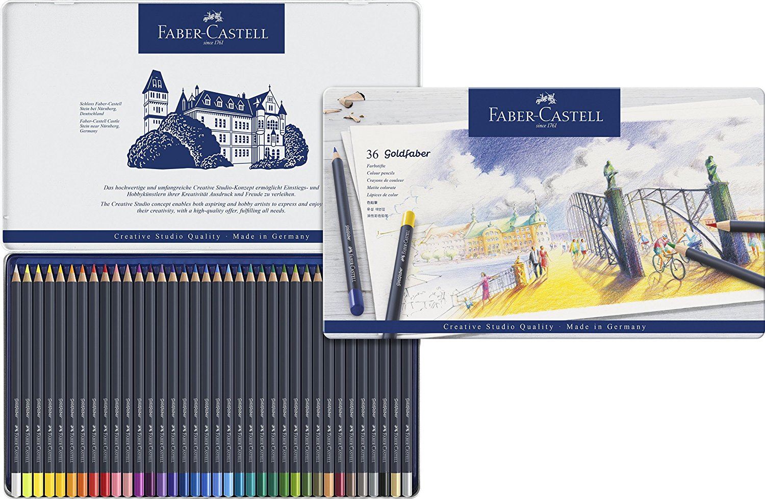 #114712 Faber-Castell Goldfaber Colour Pencils Tin Of 12 Artist Quality