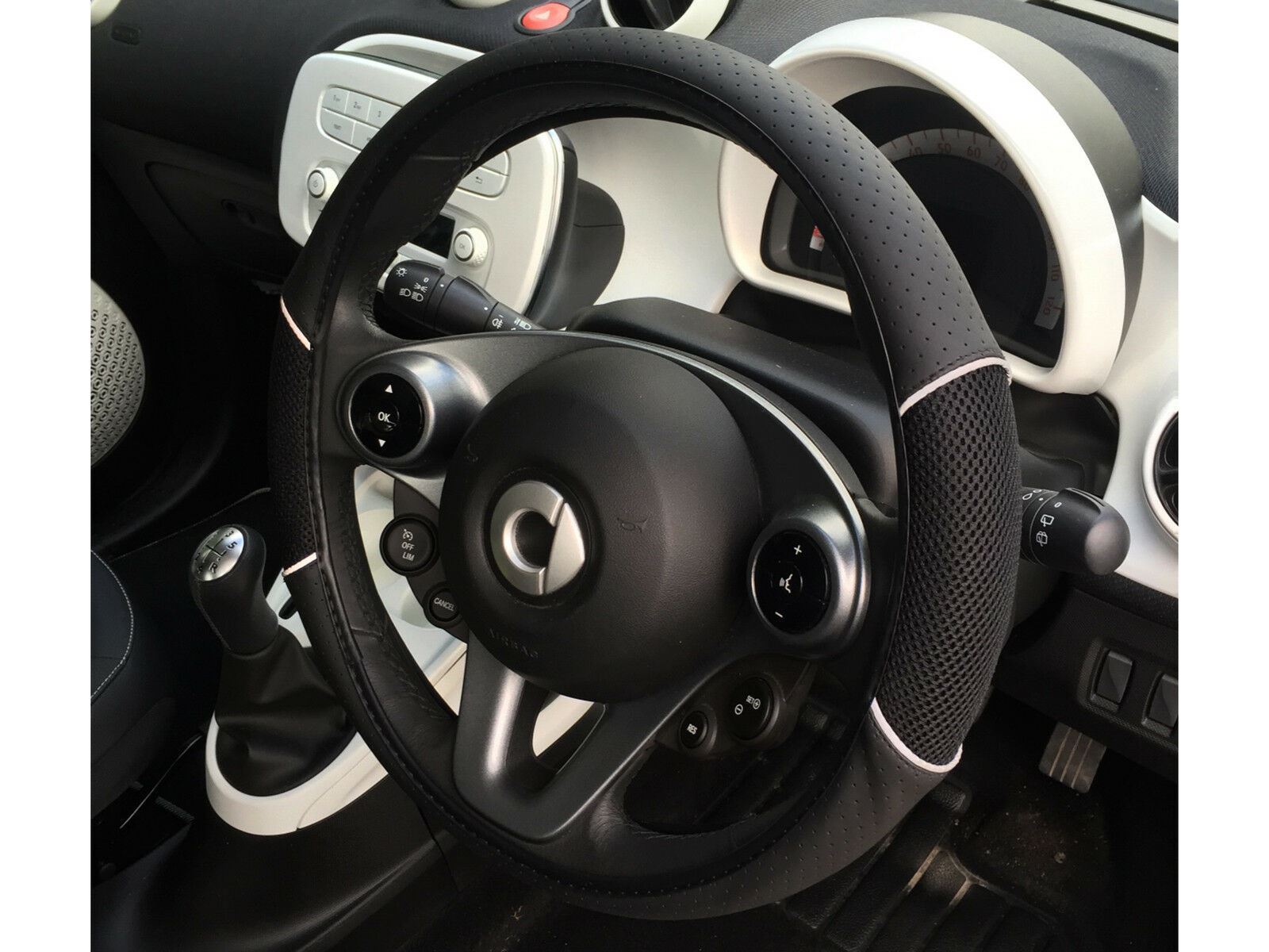 Universal Fit Black Red Mesh Cloth Car Steering Wheel Cover Soft Grip Glove