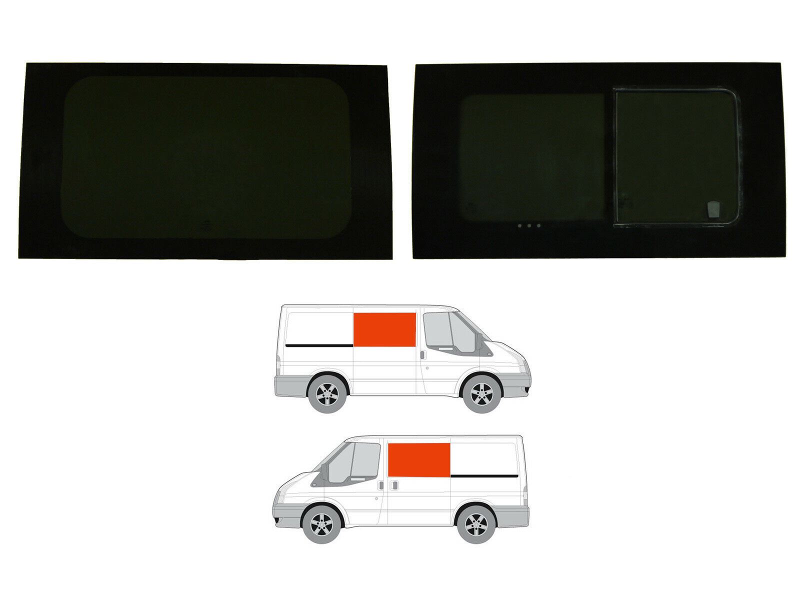 SWB 00-14 Right Hand Panel Dark Tint Opening Window Kit Ford Transit MK6//7