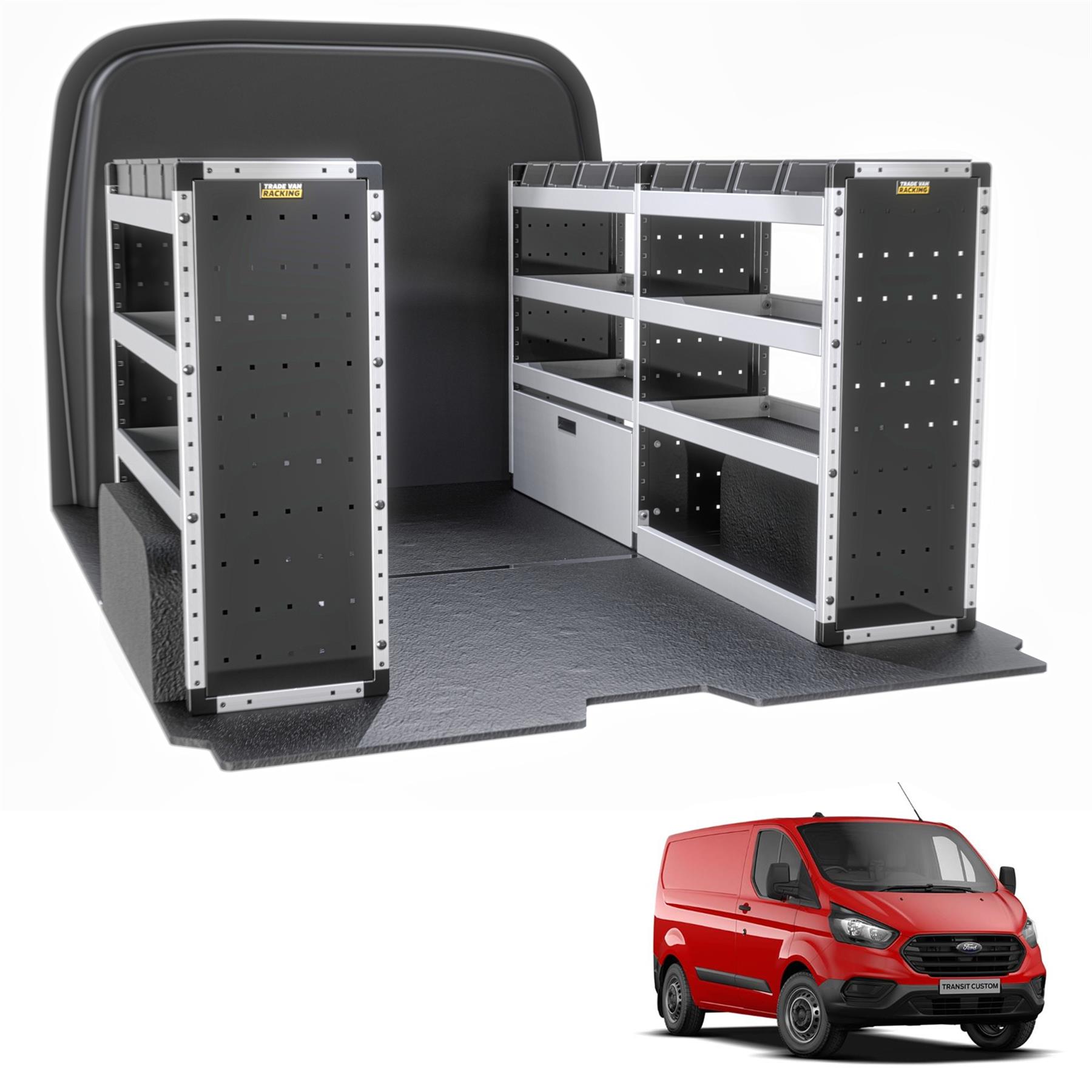 Ford Transit Custom Van Racking Shelving for L1H1 Models (Silver