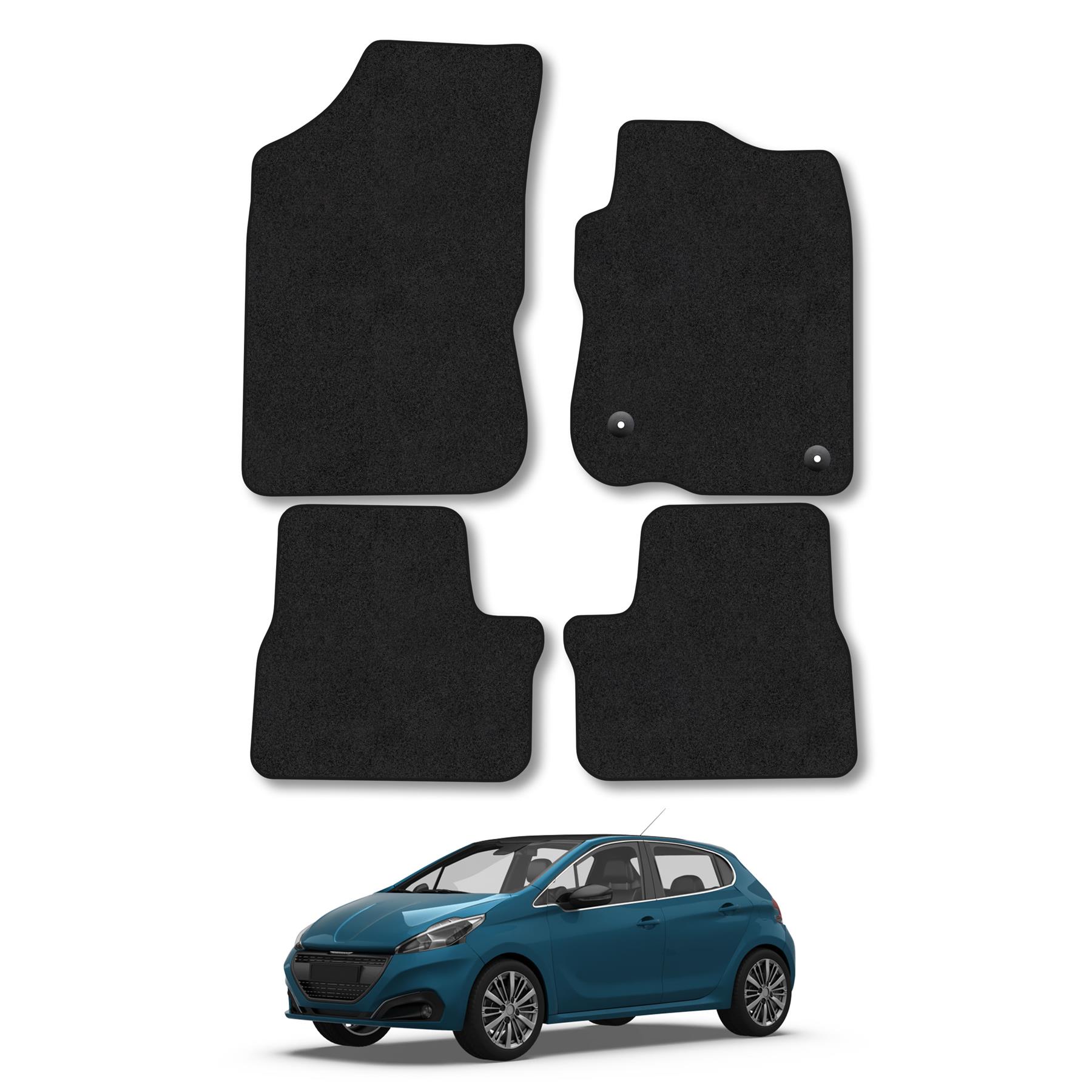 Car Mats for Peugeot 208 (2012-2020) Carpet Colour Trim Tailored Fit Easy-Clean
