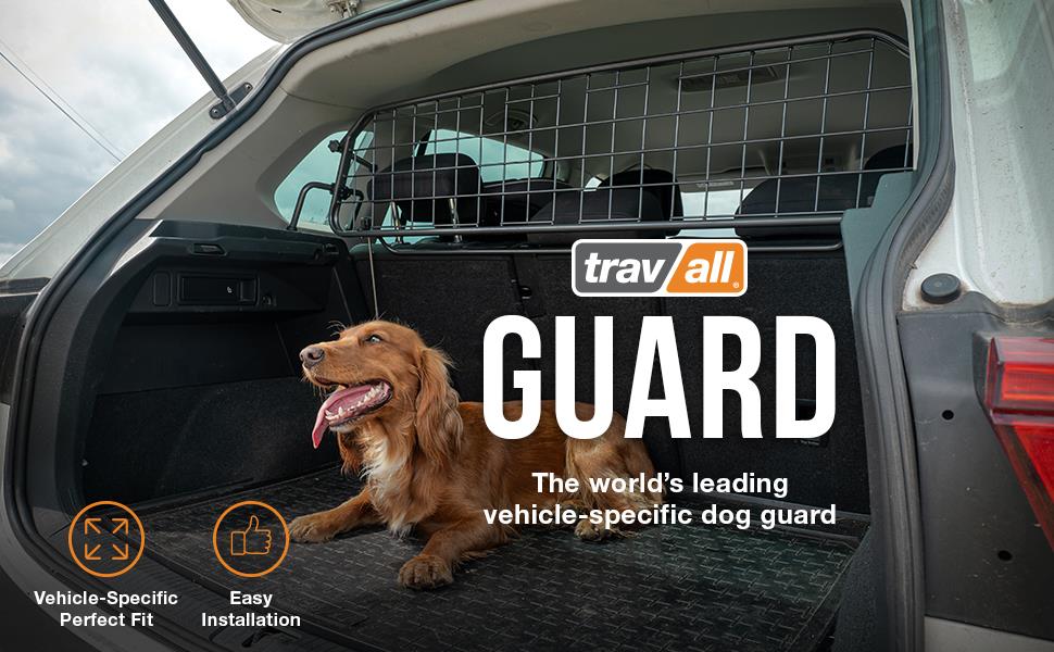 Guard installed in SUV with happy dog