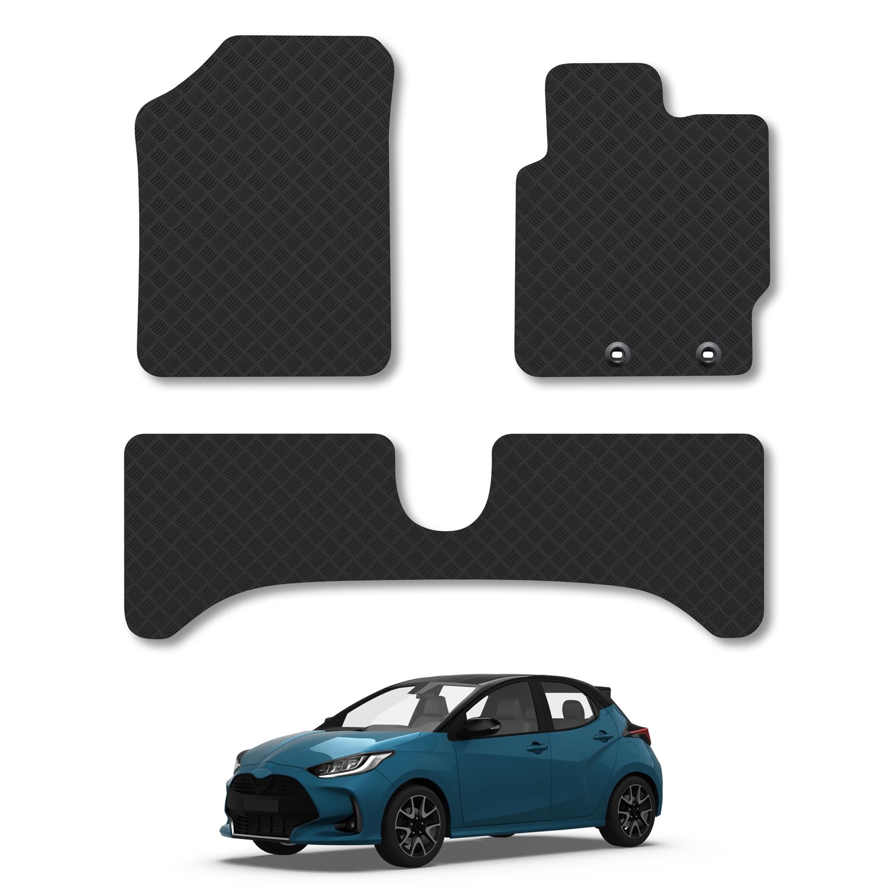 Rubber Car Mats for Toyota Yaris (2011-2020) [Hybrid] Tailored Fit Heavy-Duty
