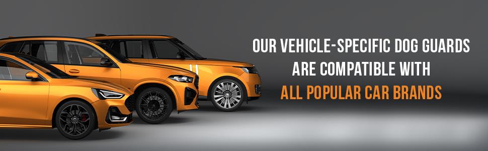 Vehicle-specific dog guards compatible with all popular car brands