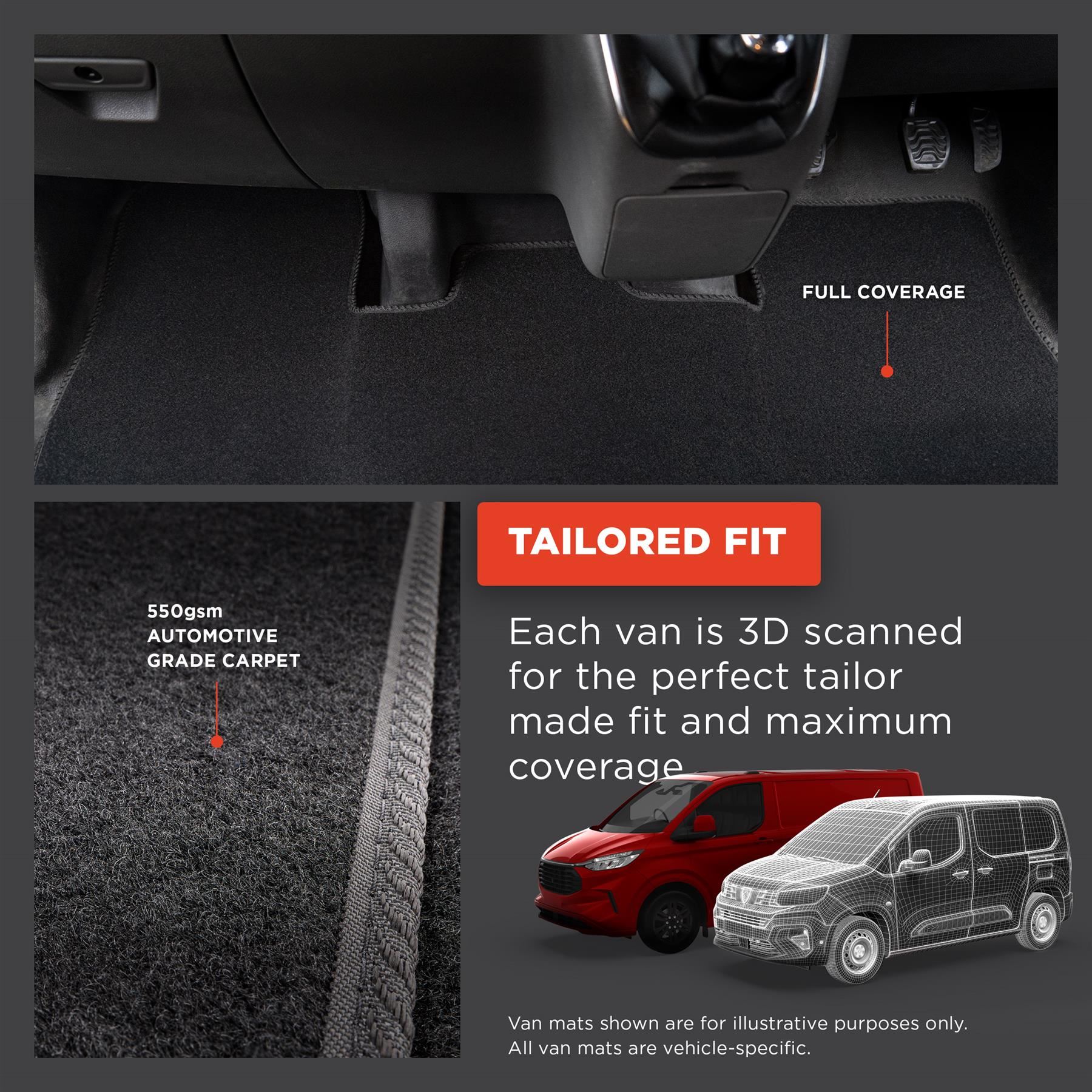 Floor Mats for Ford Transit Connect 2013-16 Tailored Carpet Colour Trim Van Mat - Picture 6 of 37