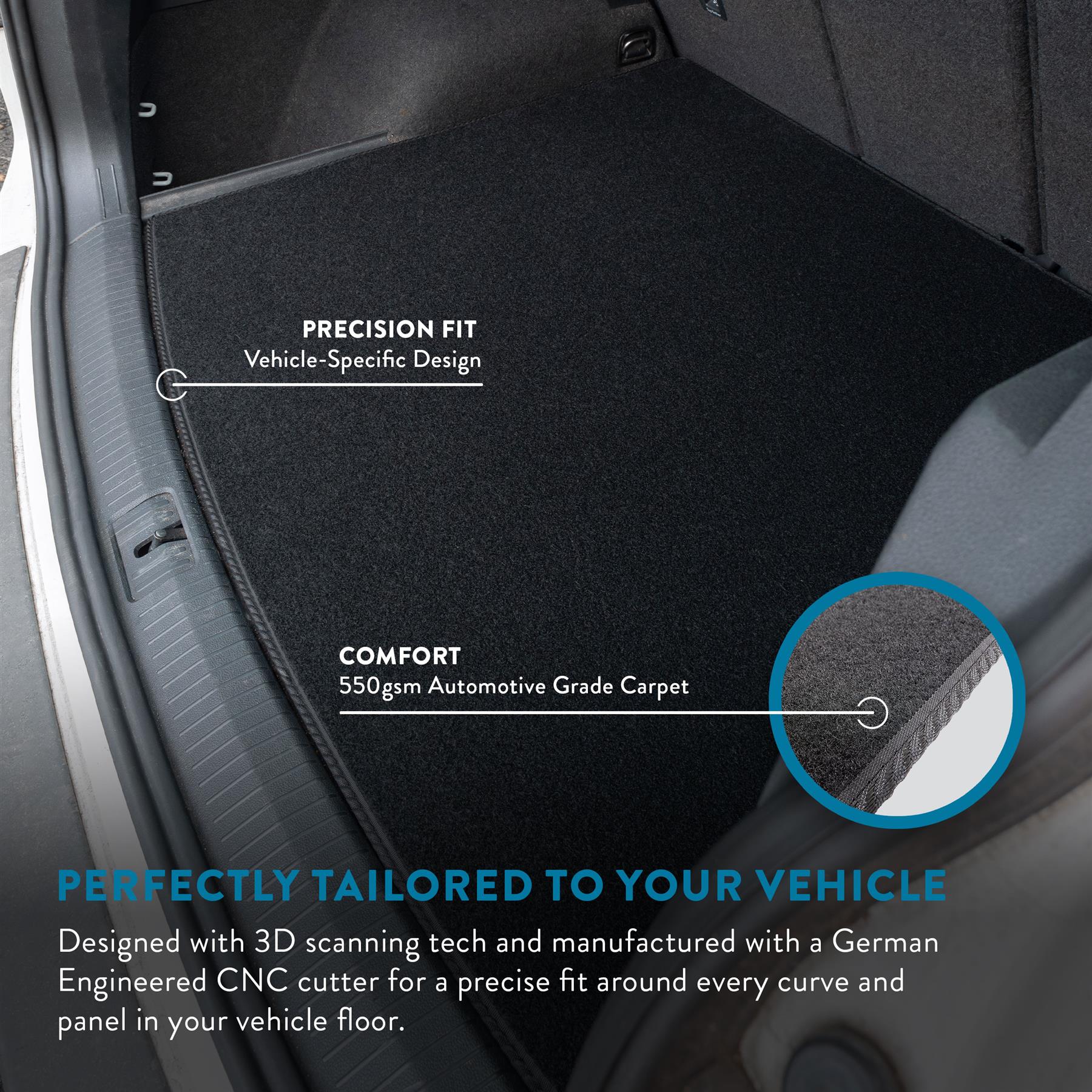 Renault Megane Hatchback (2017-2022) Boot Liner Carpet/Rubber Mat Colour Trim - Picture 4 of 38