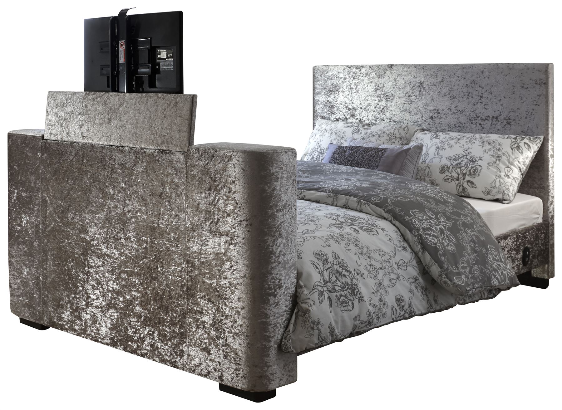 Crushed Velvet 5ft King Size 150cm Electric TV Bed Newark Range eBay