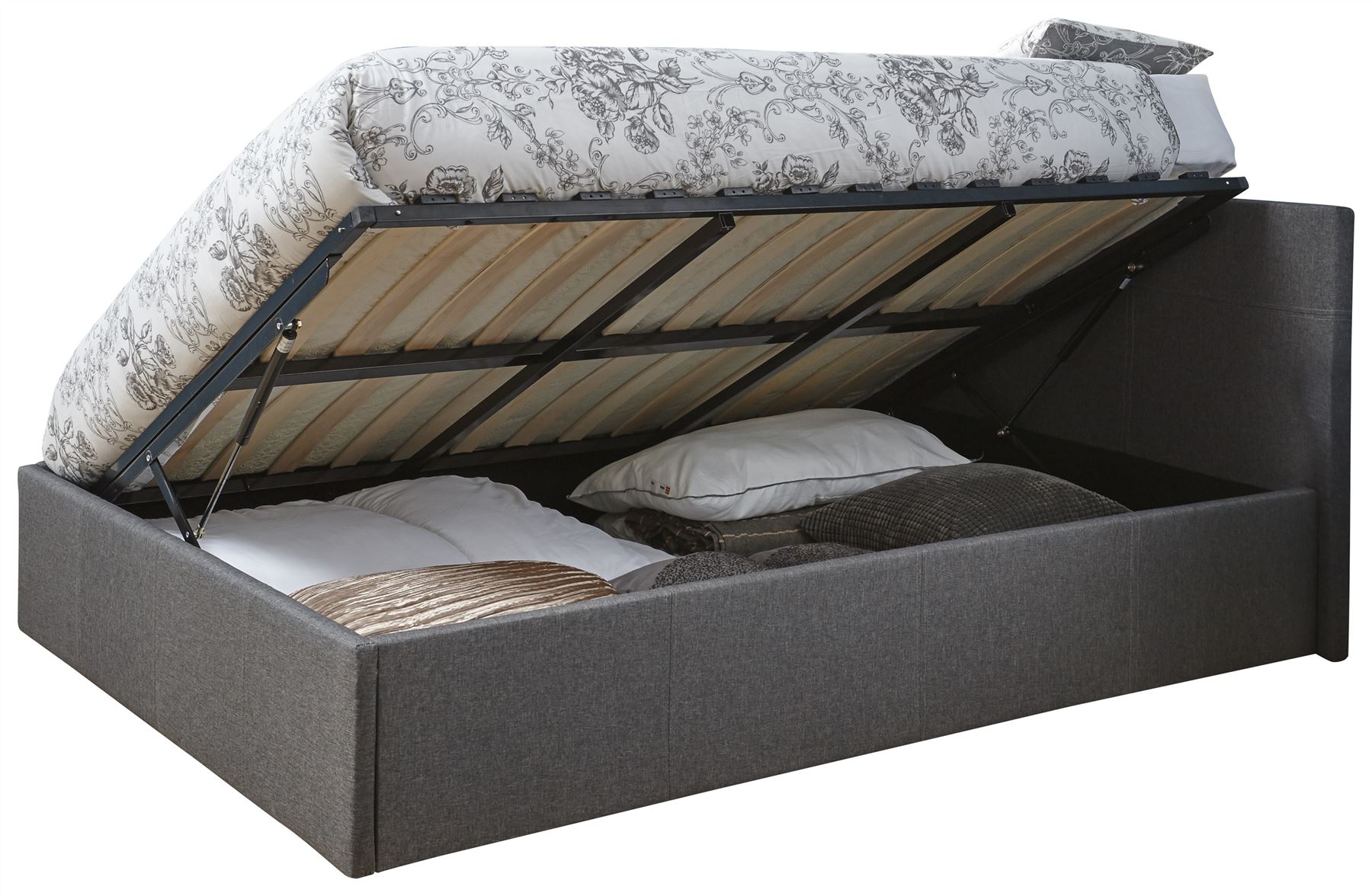Grey Fabric Side Lift Ottoman Bed Frame eBay