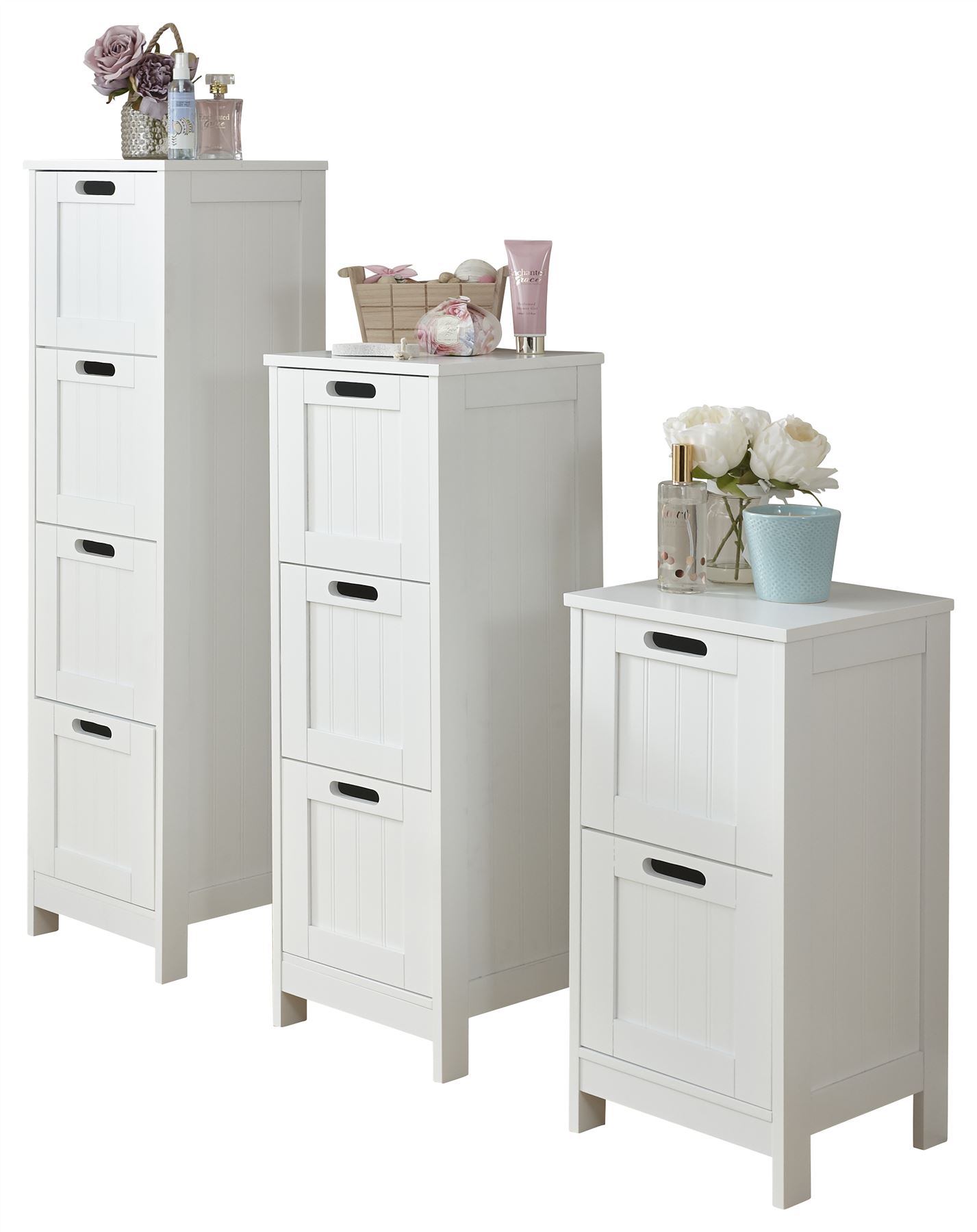 Colonial Bathroom 2 3 4 Drawer Storage Slim Chest Cupboard Grey