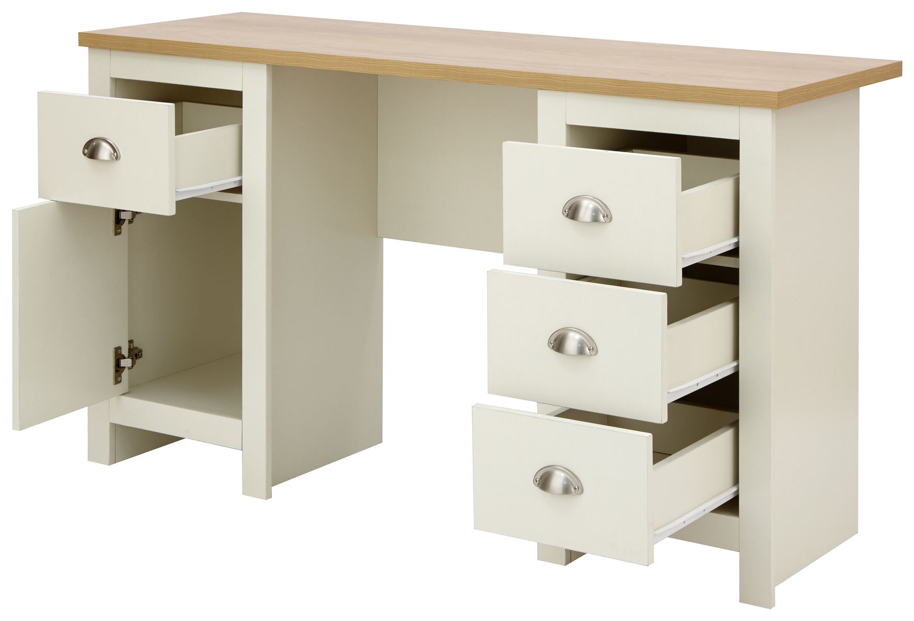 Top Study Desk with Drawers Lancaster Range Cream & Oak eBay