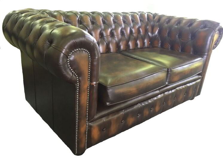 Genuine Leather Antique Brown Chesterfield Sofa Settee 3 2 Seater