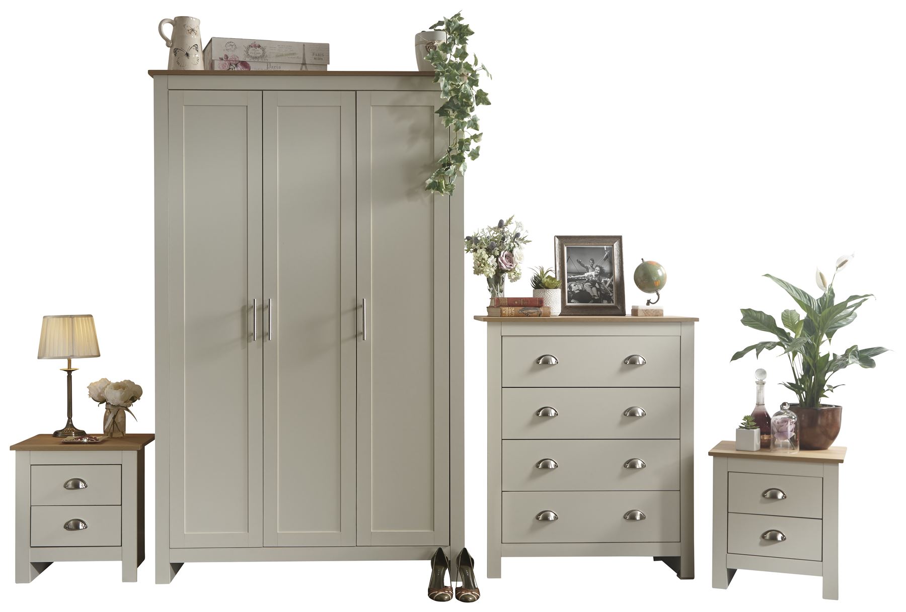Lancaster Grey Cream Bedroom Furniture Sets Wardrobe Chests Bedside eBay