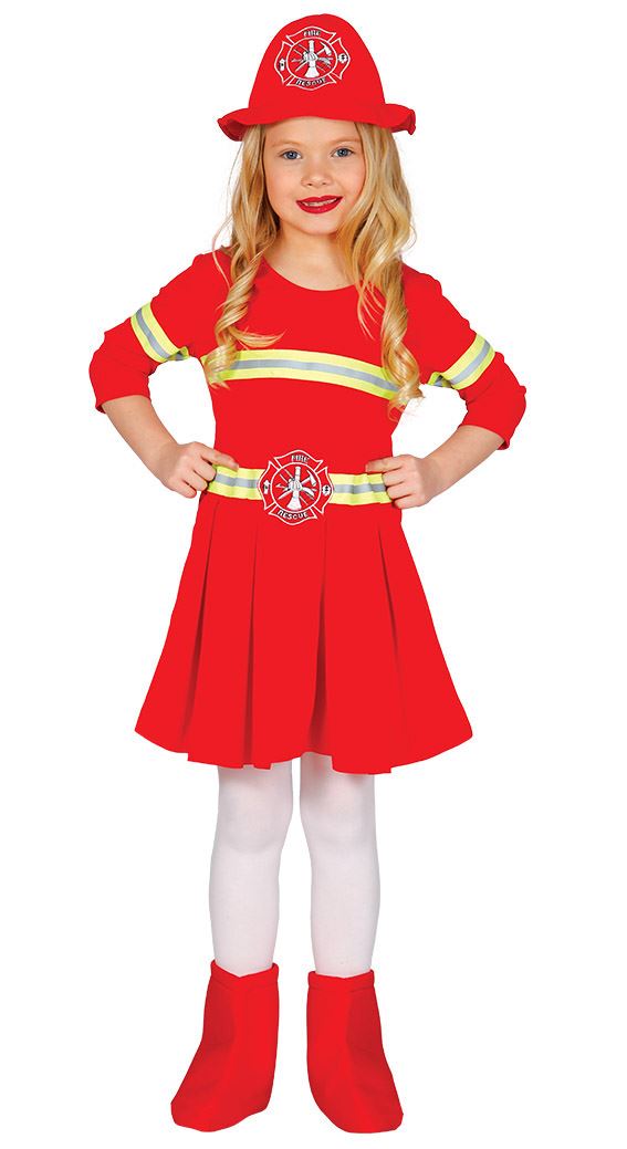 Girls Firefighter Uniform Emergency Services Fancy Dress Costume Childs Outfit