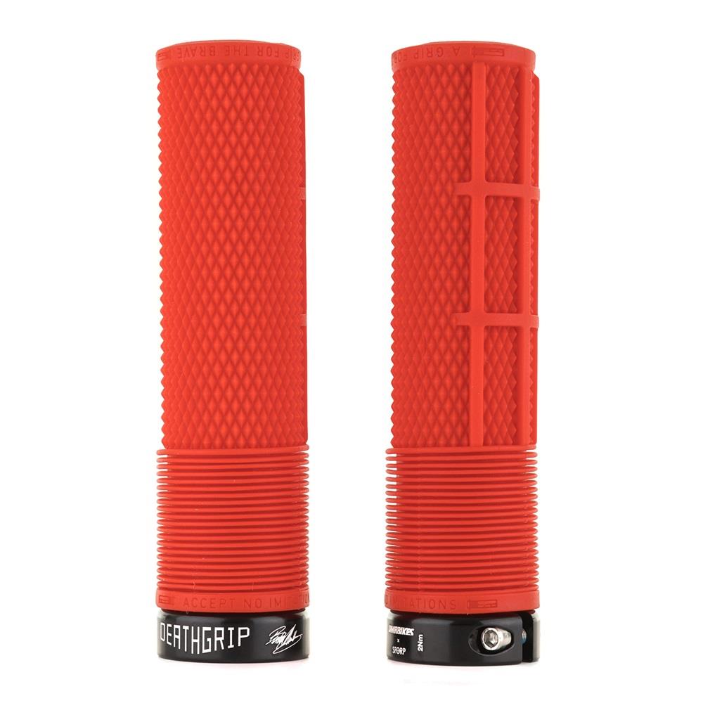 DMR Deathgrip MTB Bike Cycle Handle Bar Grips Lock On Red Flangeless