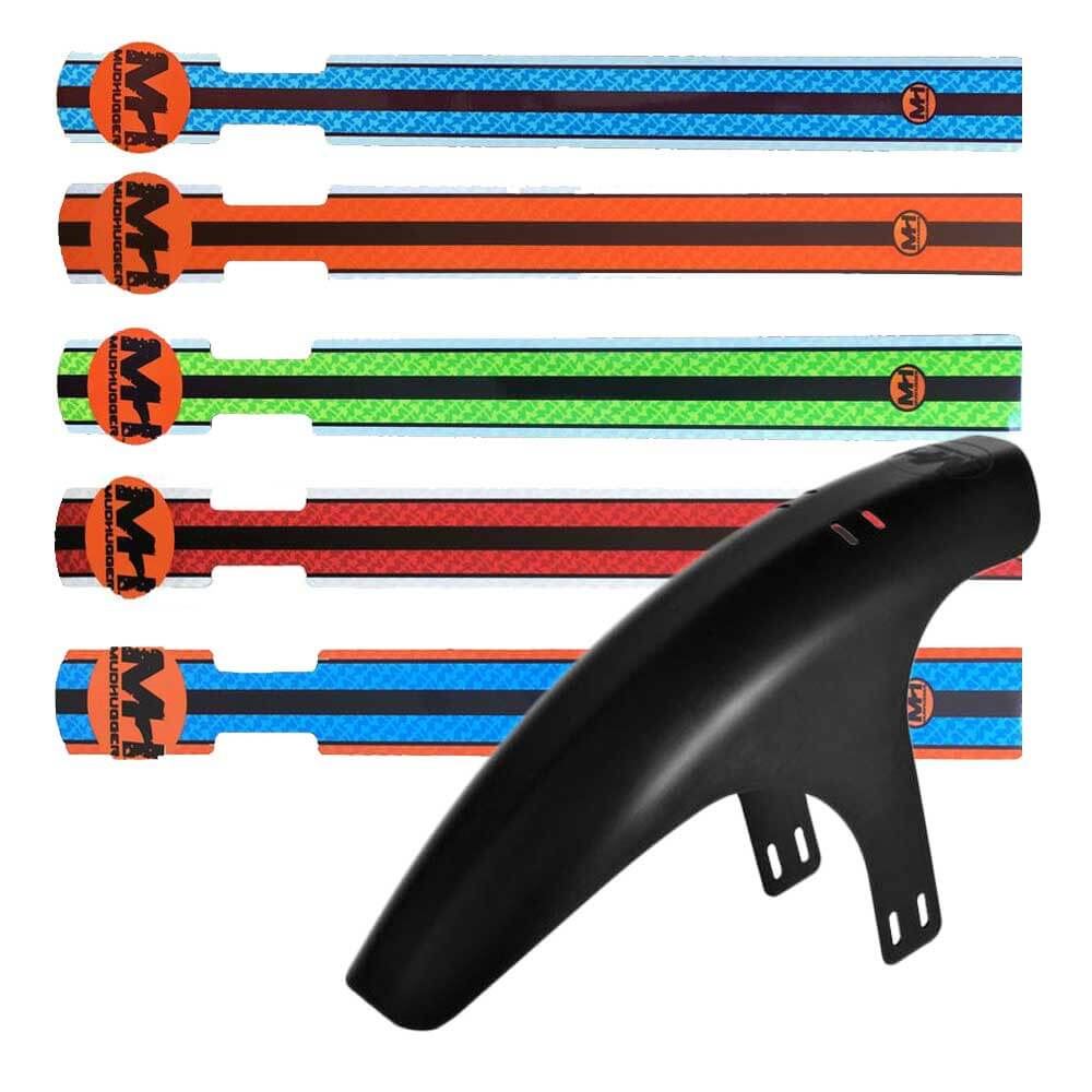 Mudhugger Shorty Front MTB Mudguard and 2019 Coloured Stripe Decal Bundle