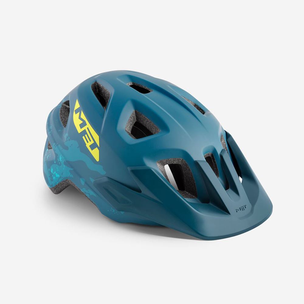 Mountain Bike Youth Cycle Helmet MET Eldar Petrol Blue Matt UN 52 57 cm