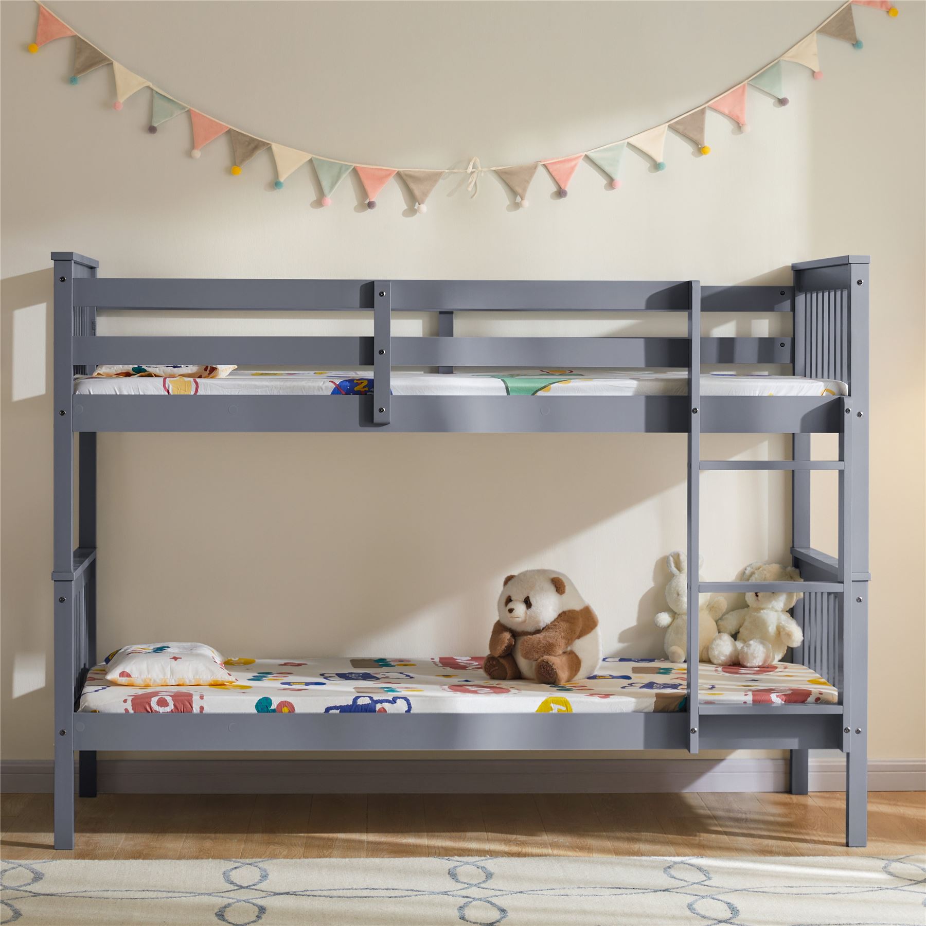 Wooden Bunk Beds Detachable Triple Sleeper High Sleeper Ladder Kids - Picture 6 of 25