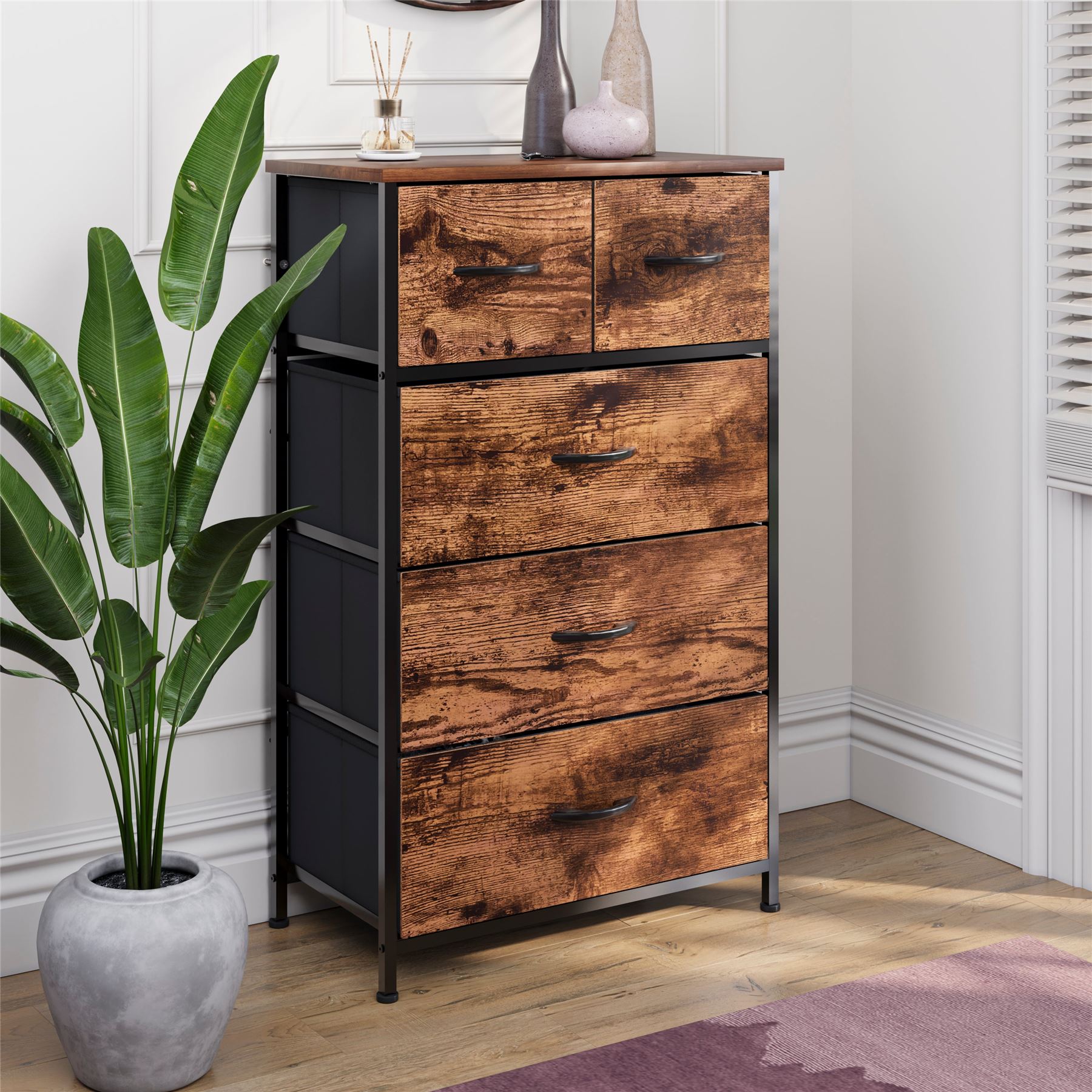 Vida Designs Modern Chest of Drawers 5 Drawer Fabric 'UKFR' Storage Bedroom - Picture 26 of 26