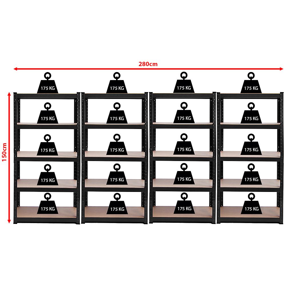 Heavy Duty Garage Shelving 5 Tier Racking Storage Garage Black - Picture 15 of 28