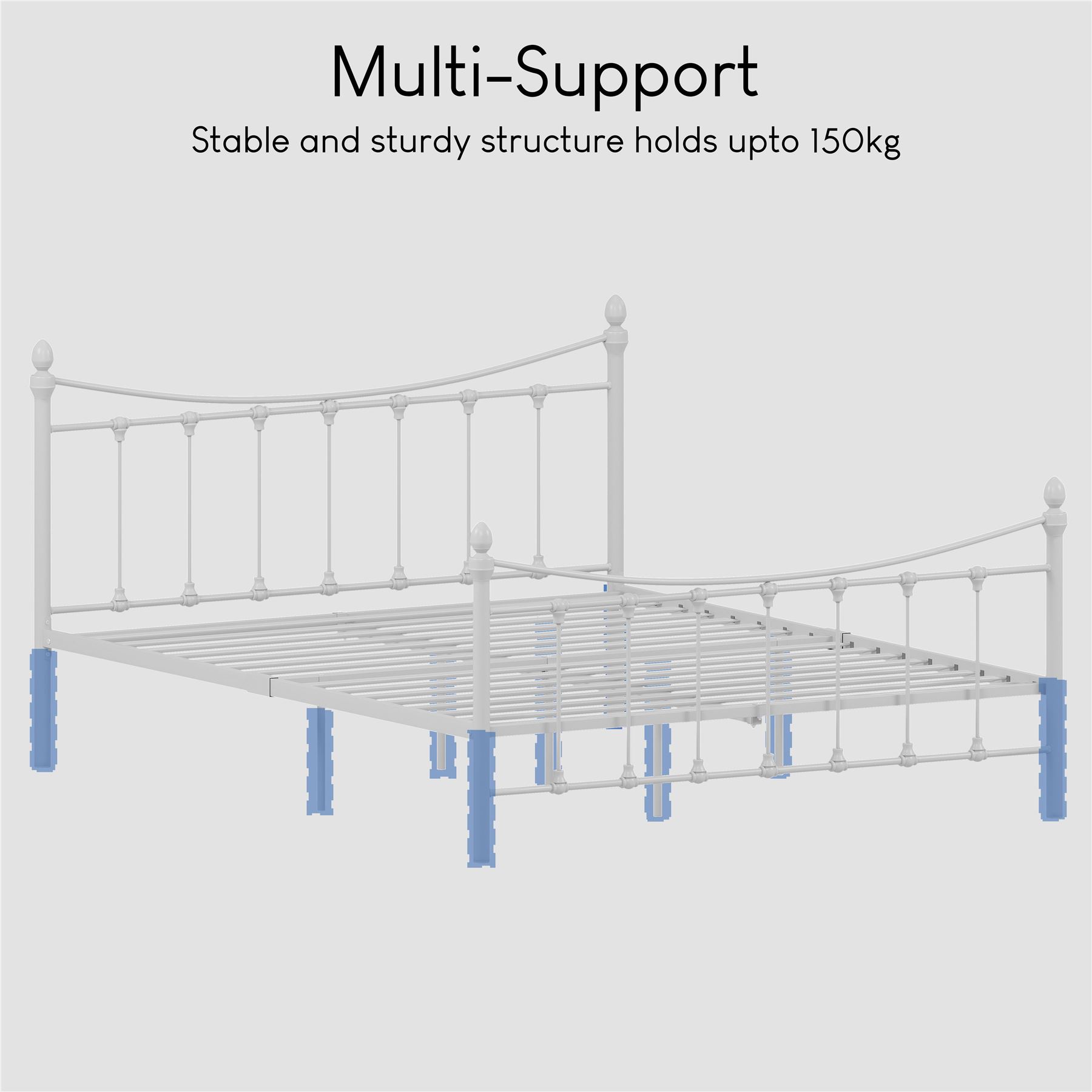 Metal Bed Single Double King Size Slat Base Headboard Set Bedroom Furniture - Picture 153 of 187