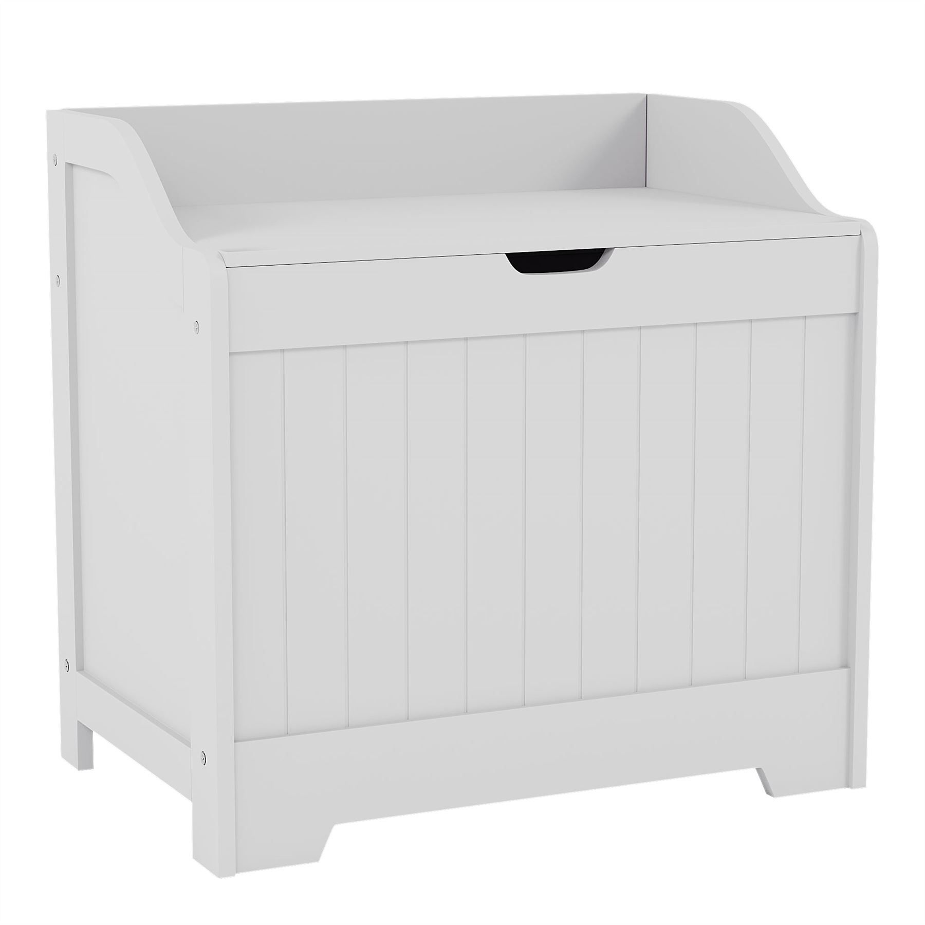 Bathroom Laundry Chest Storage Ottoman Hamper Cabinet Box MDF Wood Basket Bin - Picture 18 of 25