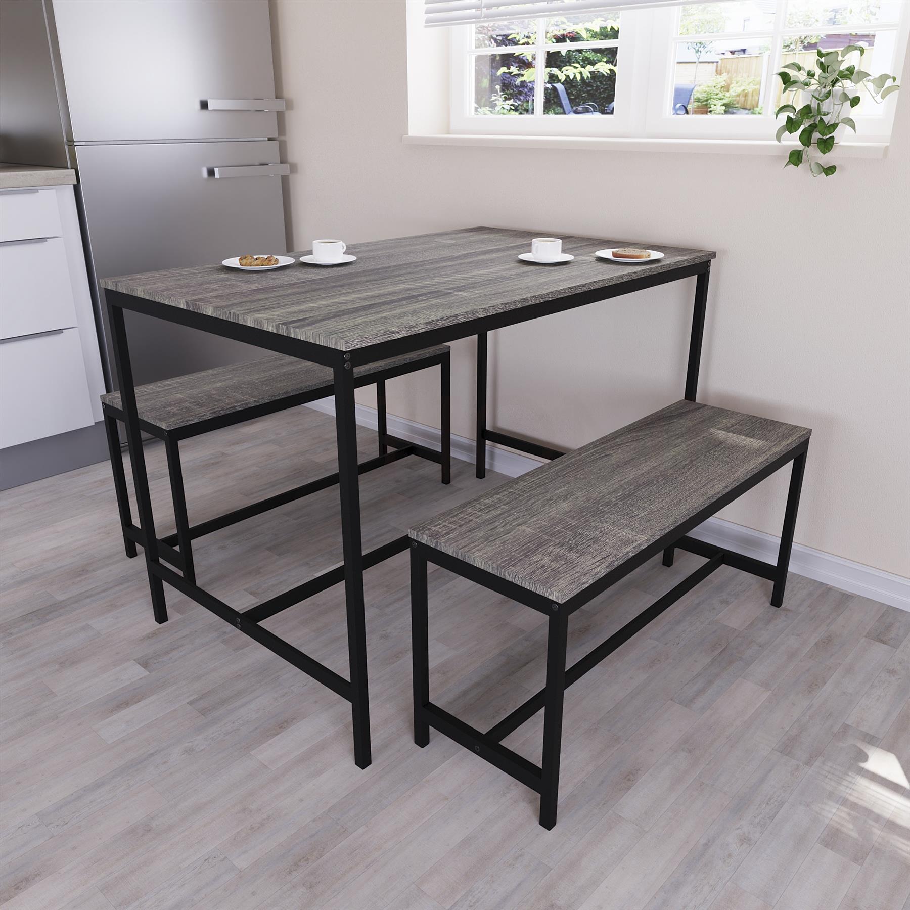 Wooden Dining Table & Chair Set 2 / 4 Seater Bench Chair Kitchen Room Furniture - Picture 15 of 82
