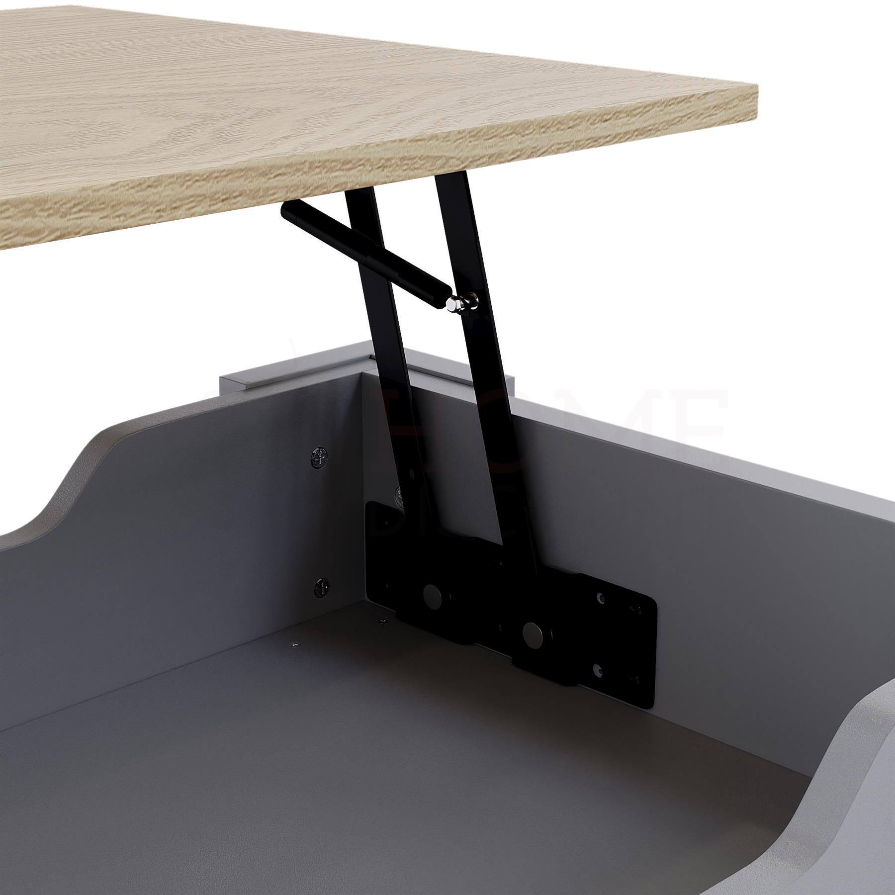 Holz Couchtisch Lift Up Stauraumplatte mit Ablage Wohnzimmer Möbel - Bild 23 von 43