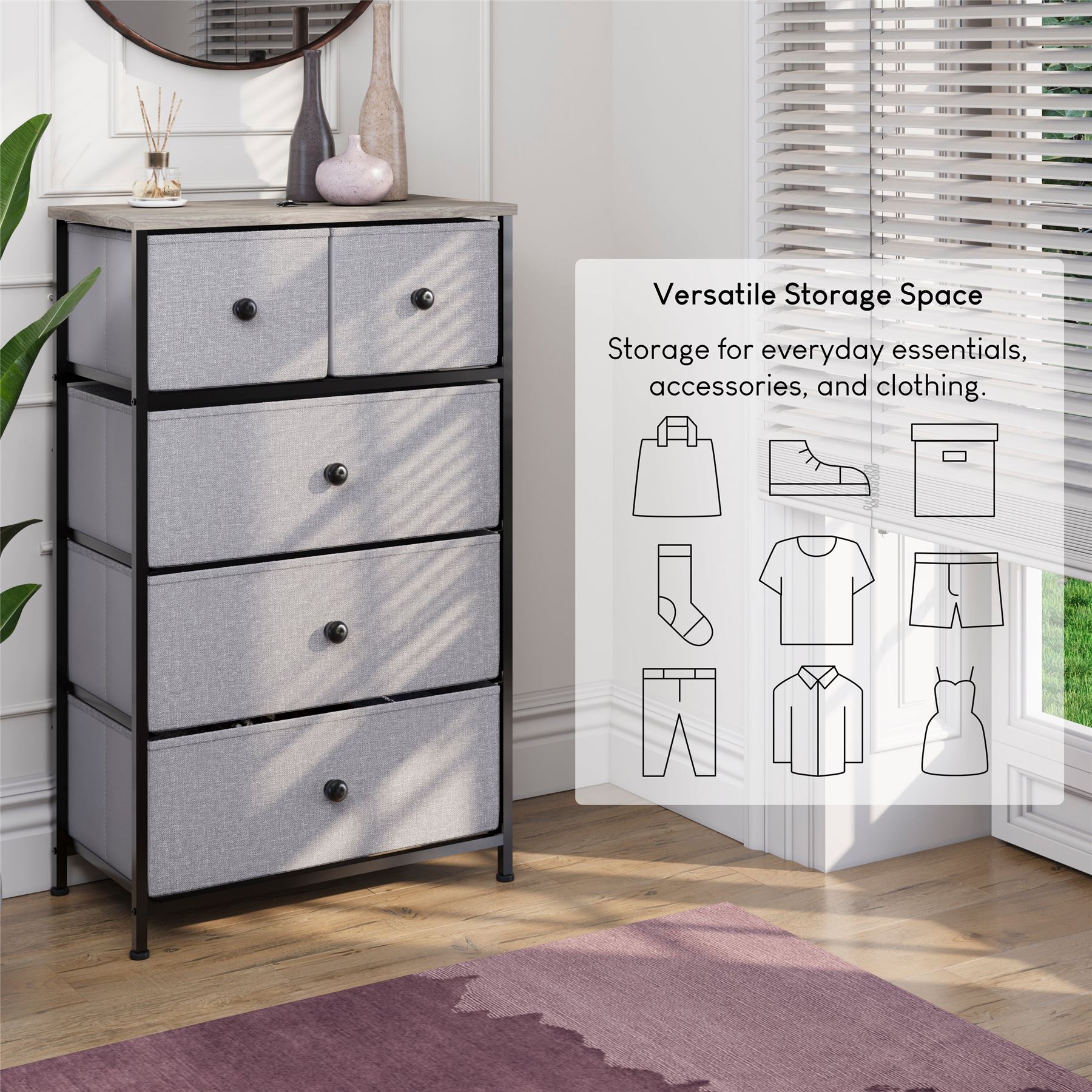 Vida Designs Stoff Kommode Aufbewahrungsschrank Schlafzimmer Flur 'UKFR' - Bild 61 von 193