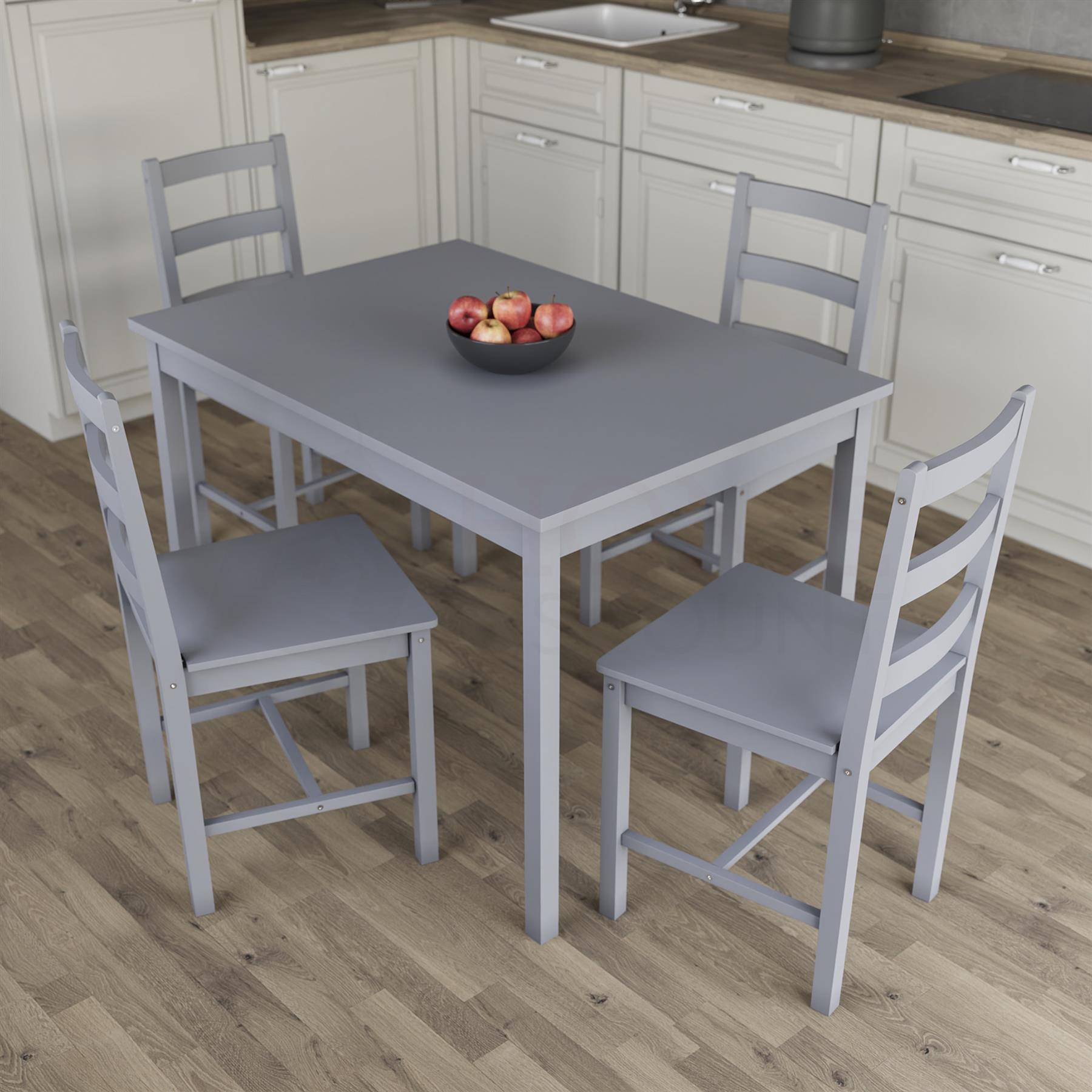 Solid Wood Dining Table and 2 4 Chairs Set Home Kitchen Furniture 3 Colours - Picture 37 of 73