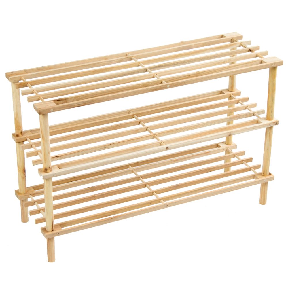 2 3 4 Tier Shoe Rack Slated Dark Oak Natural Walnut Wood Footwear