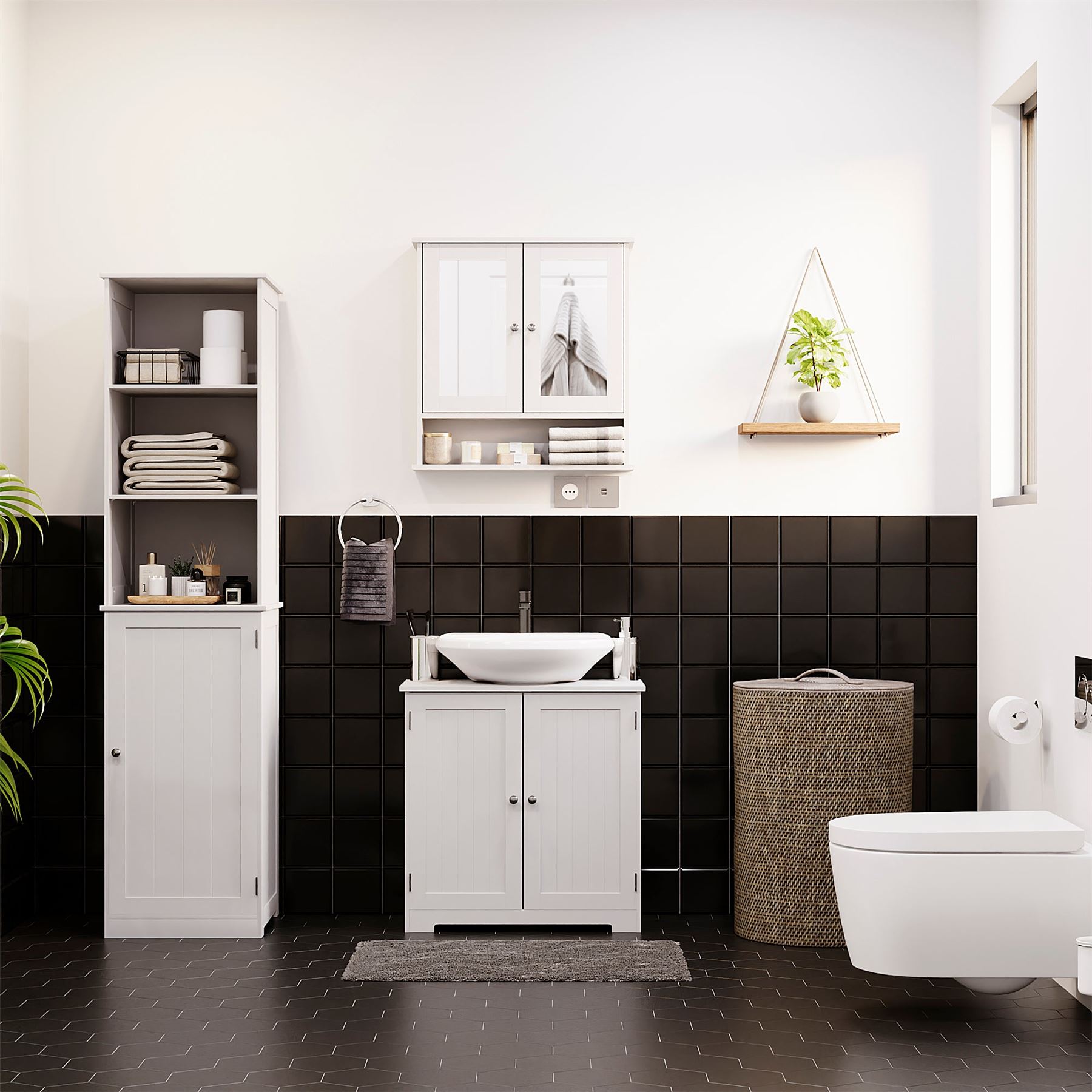 Priano Bathroom Cabinet Door Wall Mounted Freestand Storage Furniture White Grey - Picture 110 of 153