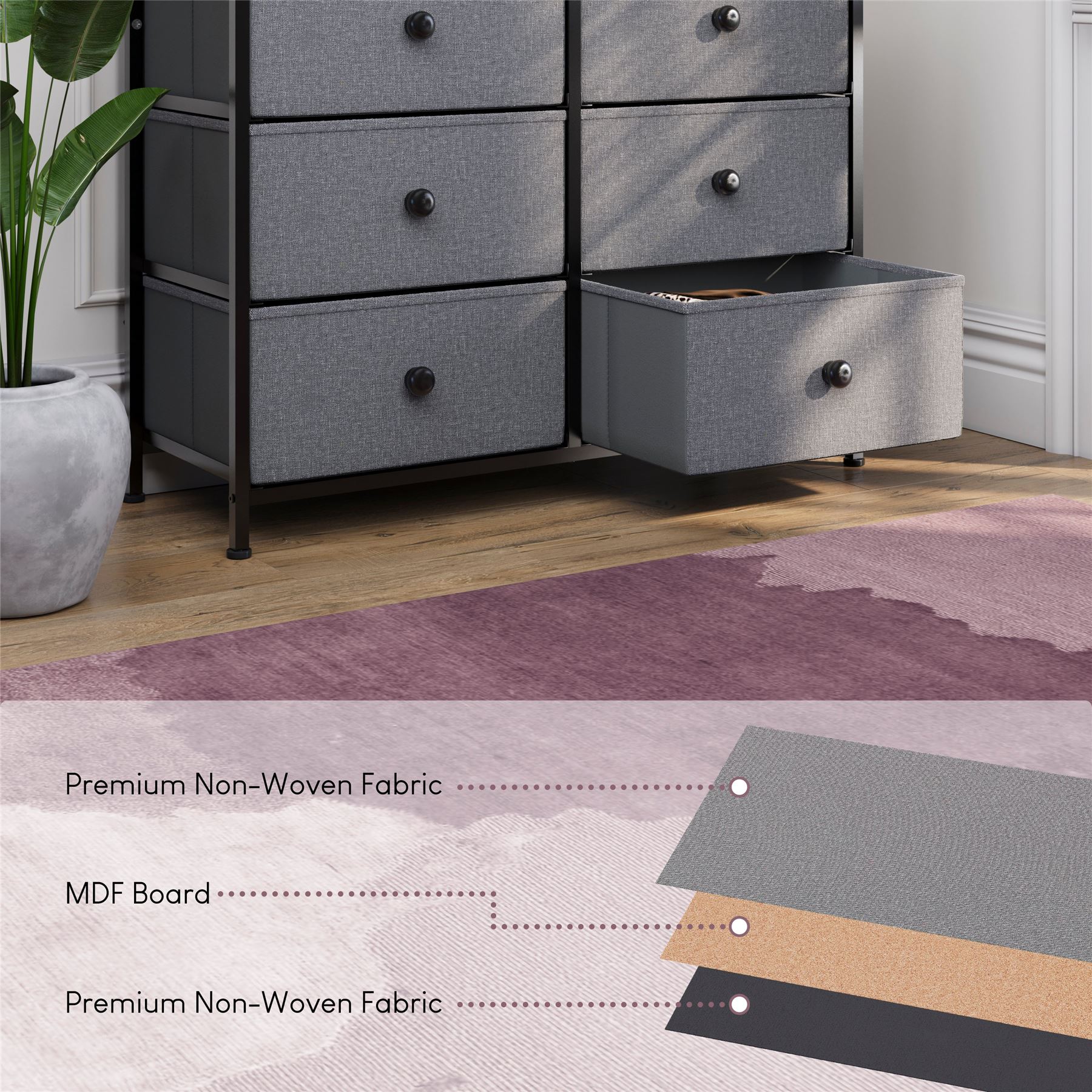 Vida Designs Stoff Kommode Aufbewahrungsschrank Schlafzimmer Flur 'UKFR' - Bild 100 von 193