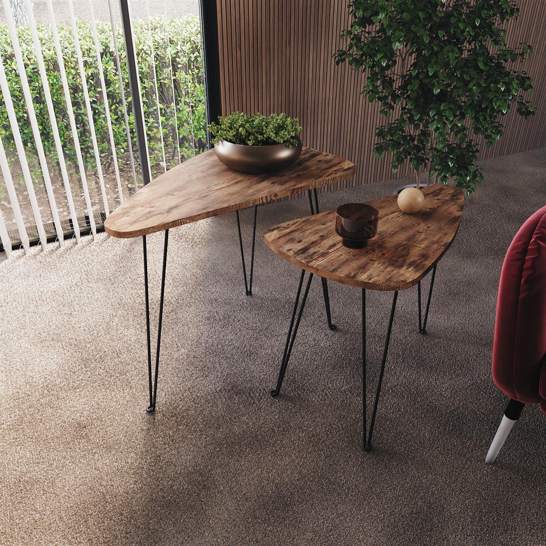 Set of 2 3 Coffee Nesting Table Set Sofa Side End Table Industrial Living Room - Picture 37 of 107