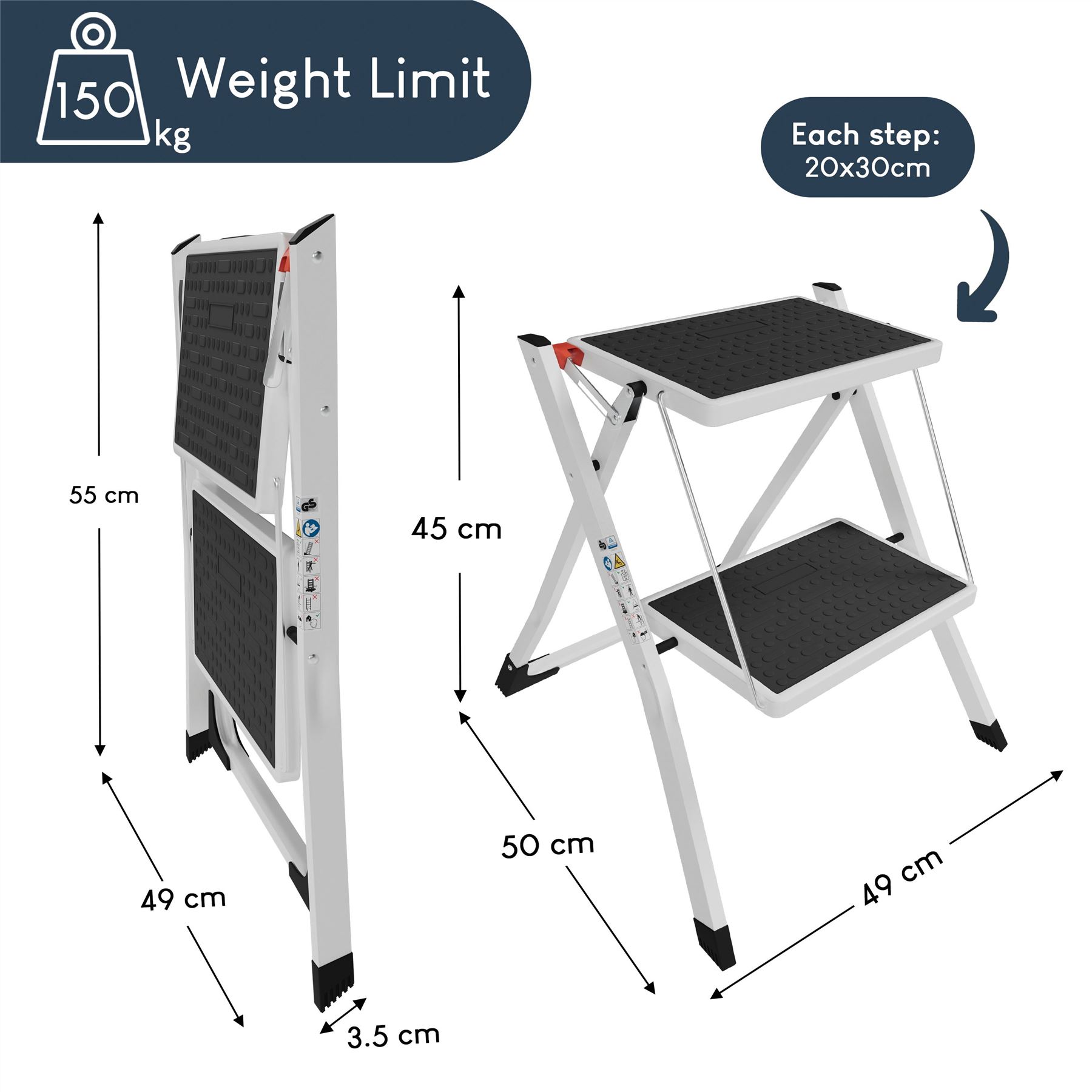 2 3 4 Step Ladder Folding Portable Compact Heavy Duty Iron Anti-Slip Mat Stool - Picture 17 of 69