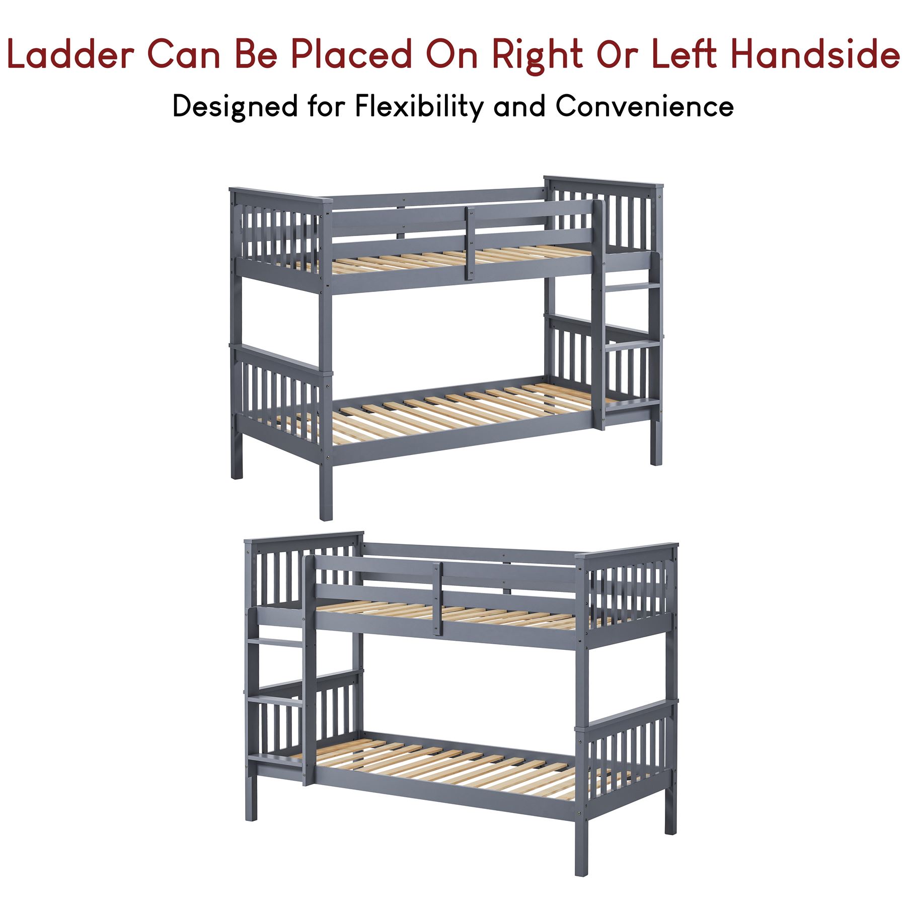 Wooden Bunk Beds Detachable Triple Sleeper High Sleeper Ladder Kids - Picture 5 of 25