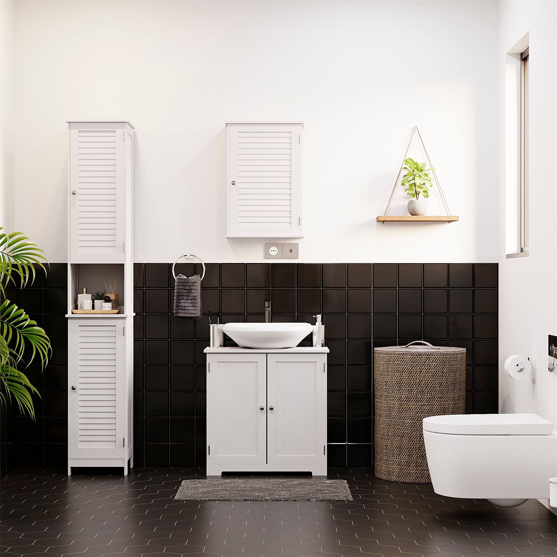 Wall Mounted Cabinet Bathroom White Single Double Door Vanity Storage Cupboard - Picture 9 of 113