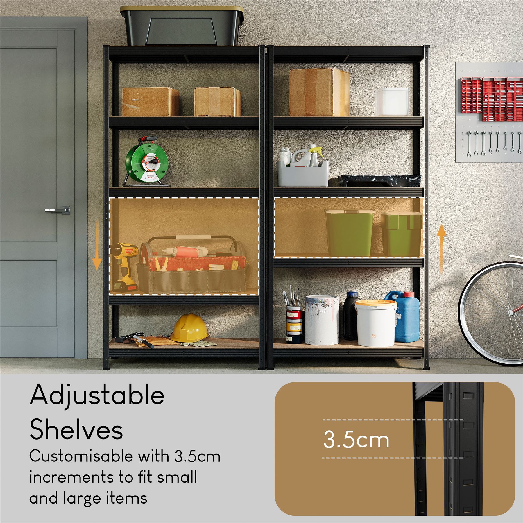 Heavy Duty Garage Shelving 5 Tier Racking Storage Garage Black - Picture 24 of 28