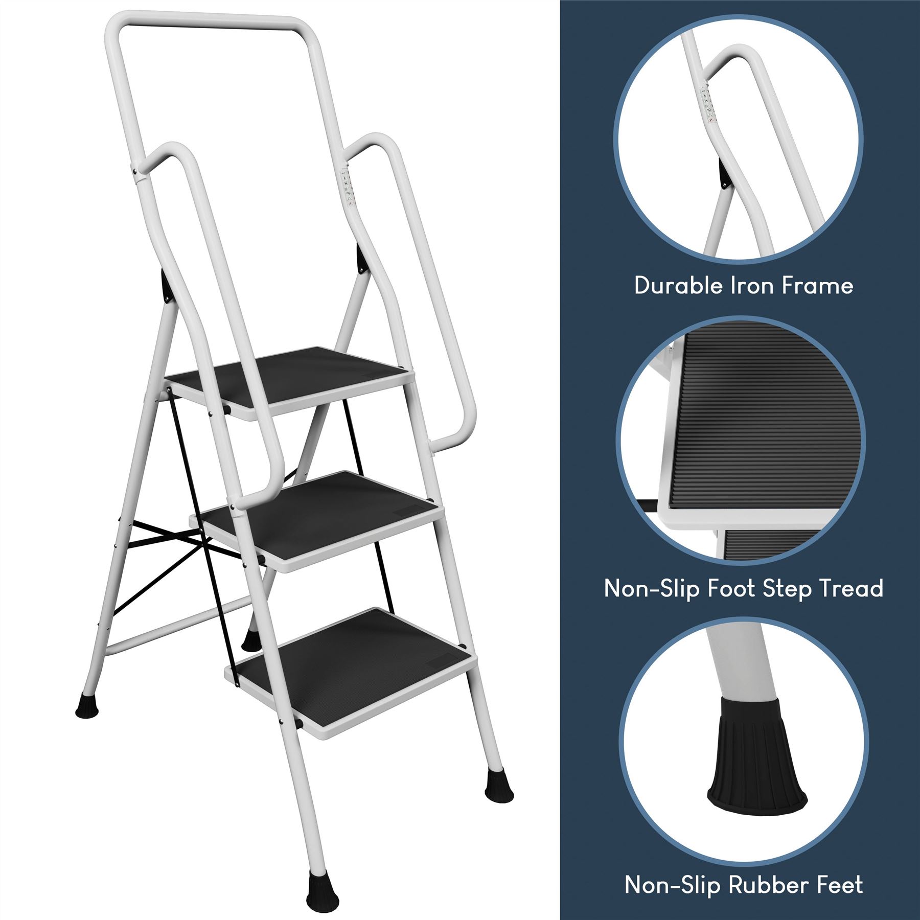 2 3 4 Step Ladder Folding Portable Compact Heavy Duty Iron Anti-Slip Mat Stool - Picture 41 of 69