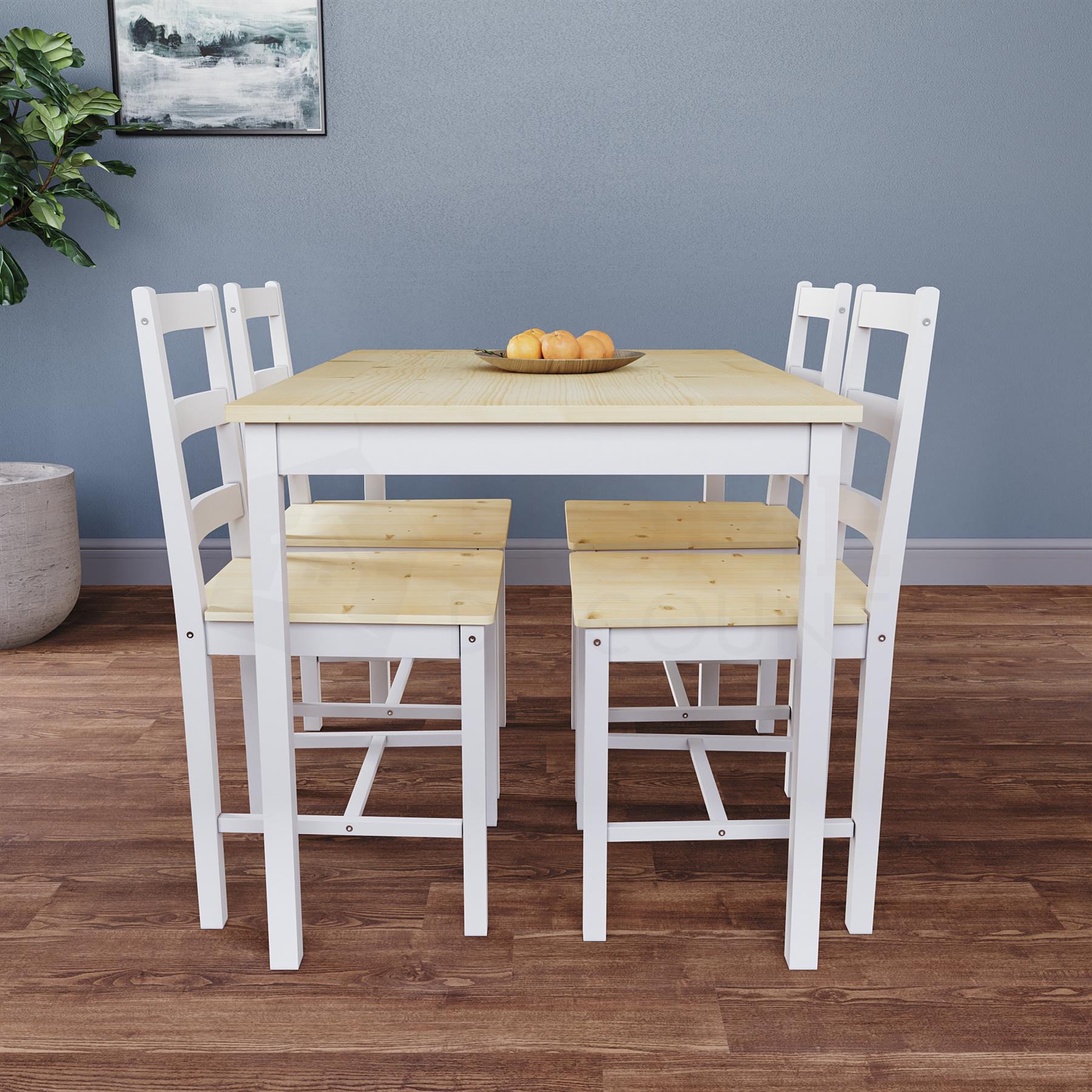 Solid Wood Dining Table and 2 4 Chairs Set Home Kitchen Furniture 3 Colours - Picture 49 of 73