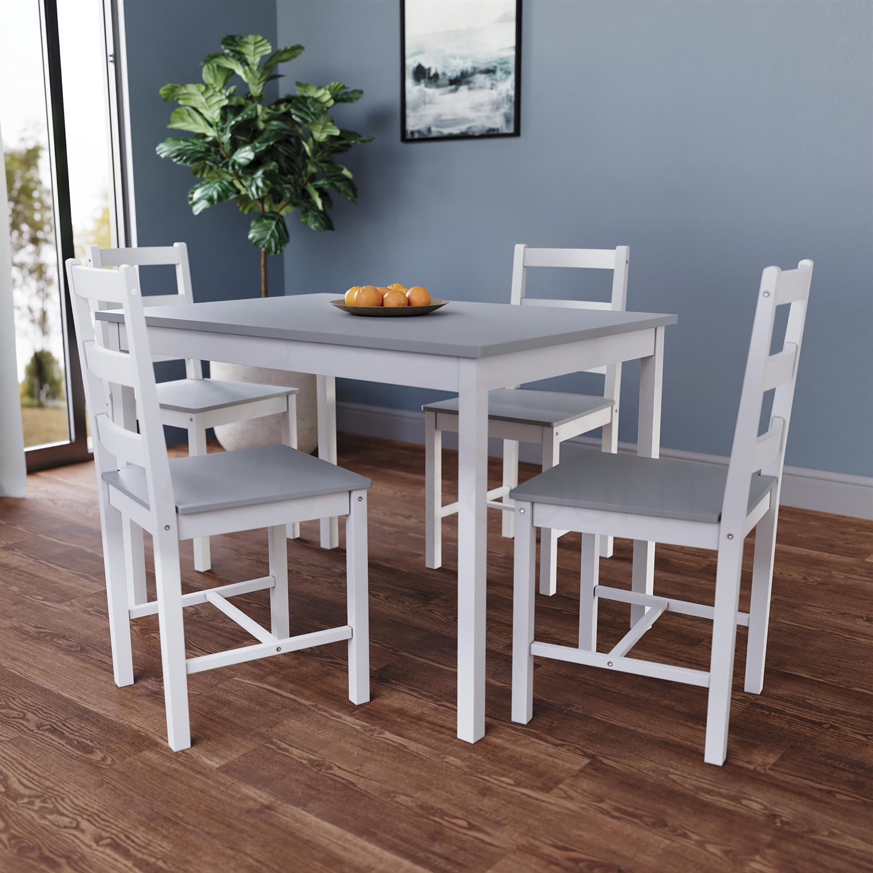 Solid Wood Dining Table and 2 4 Chairs Set Home Kitchen Furniture 3 Colours - Picture 66 of 73