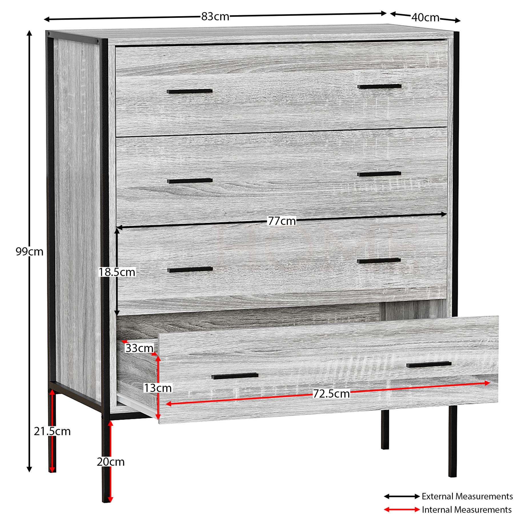 Industrial Chest of Drawers Bedroom Furniture Bedside Chest 1 to 6 Drawers - Picture 45 of 61